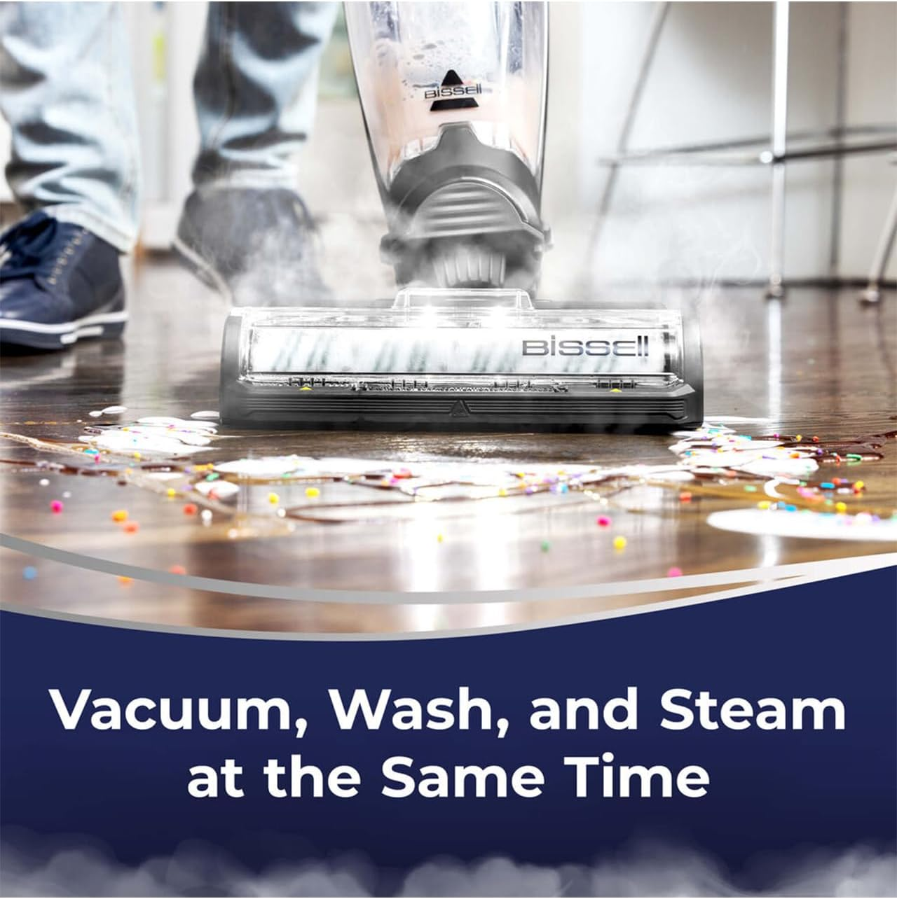 BISSELL Crosswave Hydrosteam 3517F | Vacuum, Wash & Steam at the Same Time with Hydrosteam Technology, Tangle-Free Brush Roll, Self-Cleaning Cycle, & Hard Floor Sanitise Formula Included image number 2
