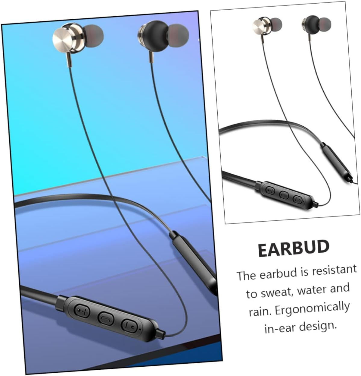 SHINEOFI 5.0 Neck Hanging Wireless Headset Waterproof In-Ear Sports Earbuds Magnetic Stereo Earphones for Active Lifestyle Black image number 6