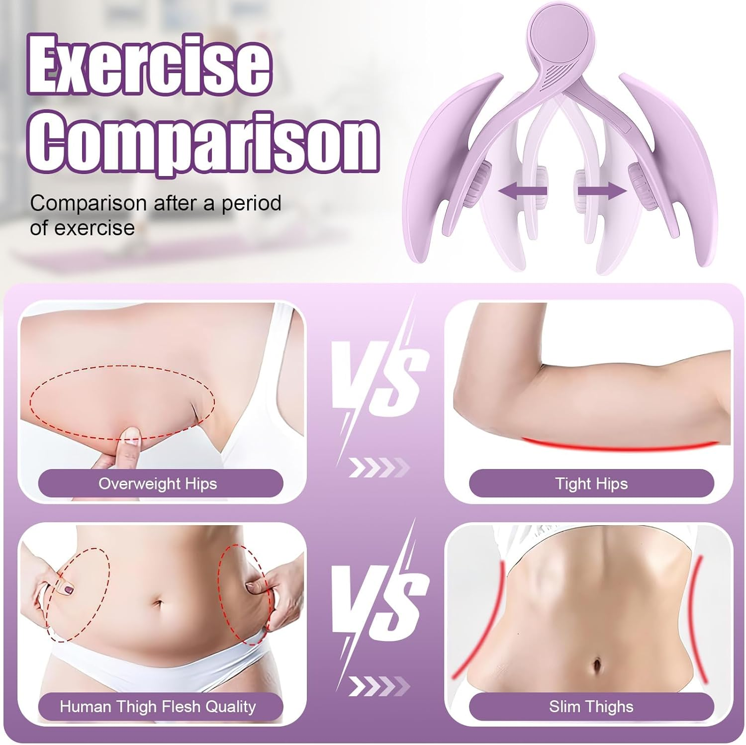 Thigh Exerciser for Women, Thigh Master Exercise Equipment for Home,Pelvic Floor Trainerfor Home, Gym, Postpartum Rehabilitation (Purple) image number 1