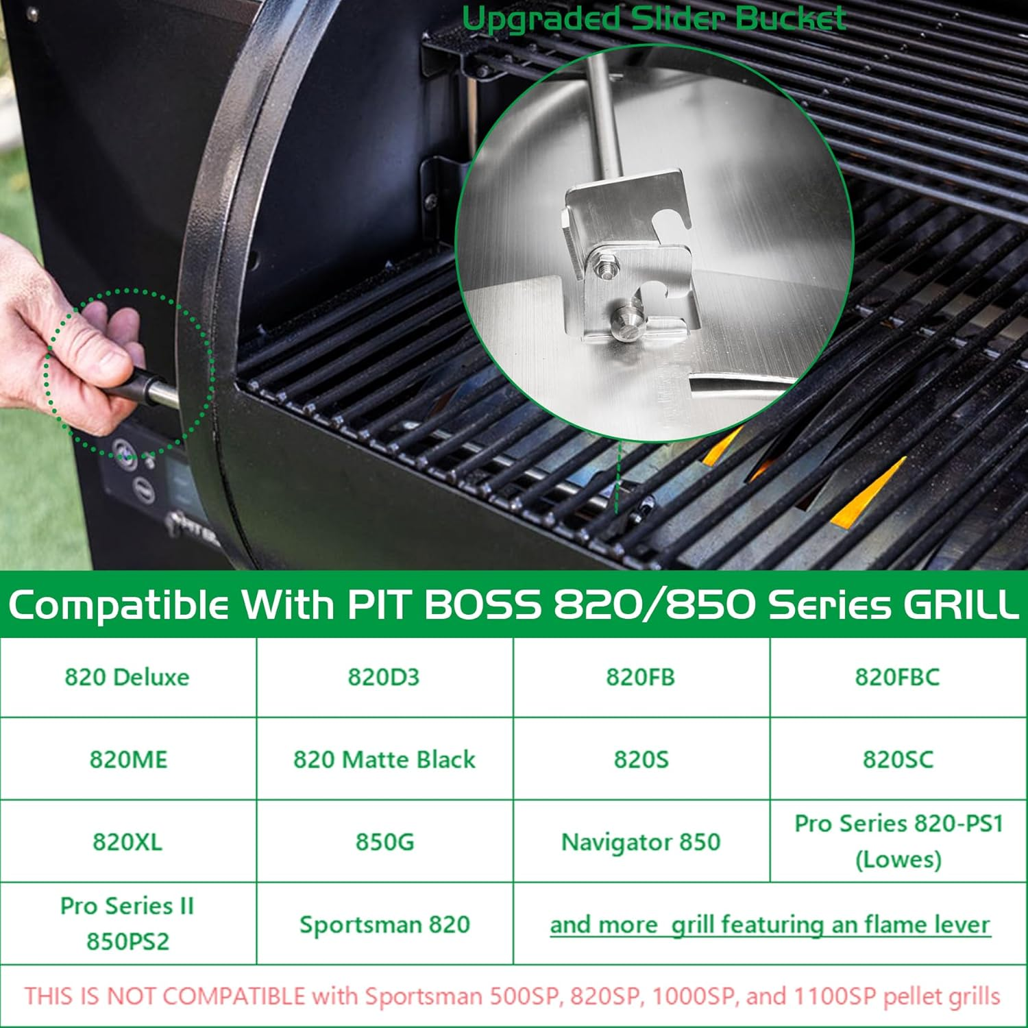 Flame Broiler Kit for Pit Boss 850 820 Series Pellet Grills Replacement Parts Pitboss Diffuser Heat Deflector Plate Slide Cover 74518 N Bottom Plate 74519 Smoker BBQ Accessories image number 4