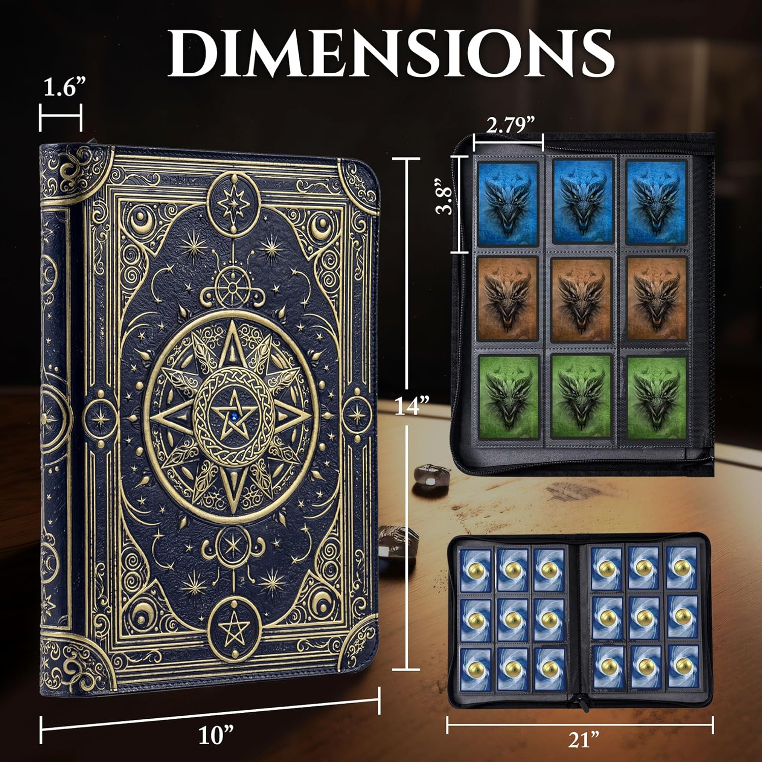 Star Mage Trading Card Binder - 9 Pocket Ringless TCG Binder - Premium Faux-Leather - 432 Side-Loading Pockets - Perfect Storage Holder for MTG, and Many TCG & Trading Card Collections (Blue Jewel) image number 4