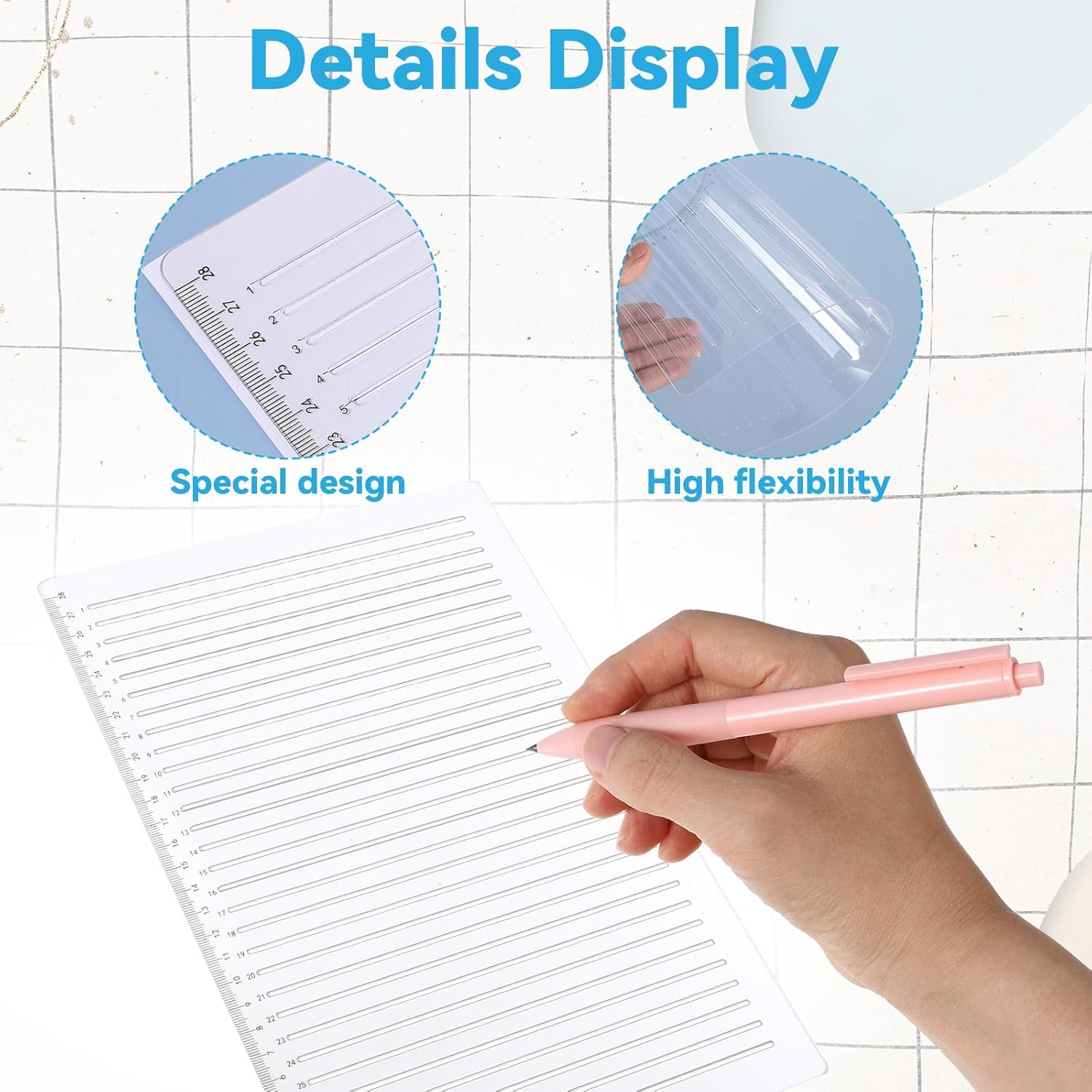 Xinjoduz Plastic Straight Line Stencil Template 11.7"&times; 8.1" Clear Line Spacing Journal Stencils Drawing Calligraphy Stencils Measuring Ruler Template Envelope Supplies for Card Paper Lettering Writing image number 3