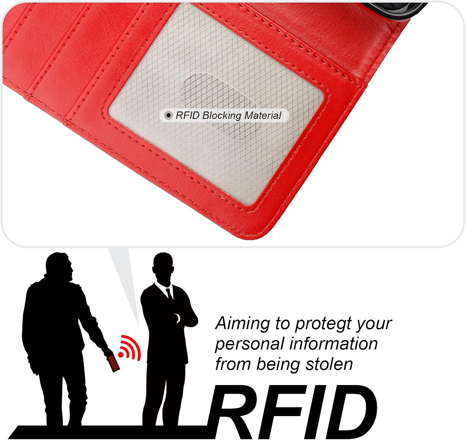 Bocasal Detachable Wallet Case for Iphone 15 Pro Max RFID Blocking Card Slots Holder Premium PU Leather Magnetic Kickstand Shockproof Wrist Strap Removable Flip Protective Cover 5G 6.7 Inch (Red)