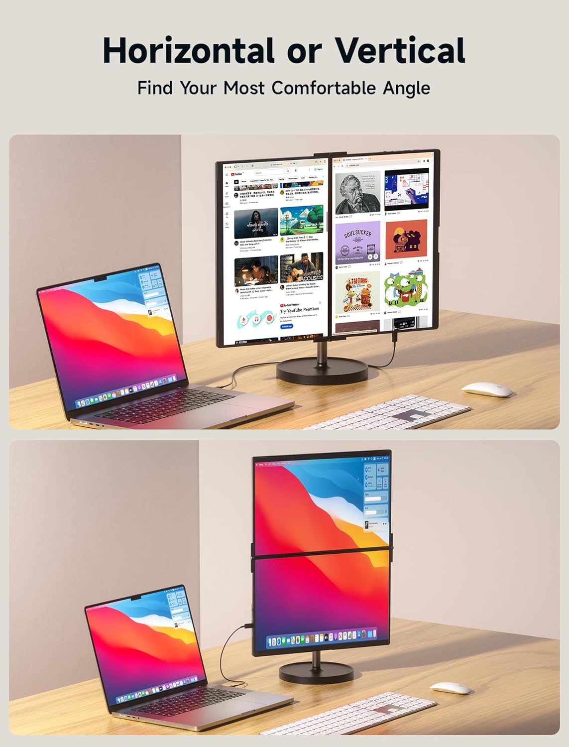 JSAUX Upgrade Snap Magnetic Stand for Flipgo 13.5"&15.6"&16" Portable Monitor Dual Screen, 180&deg; Free Adjustment, Supports Horizontal and Vertical Placement image number 5