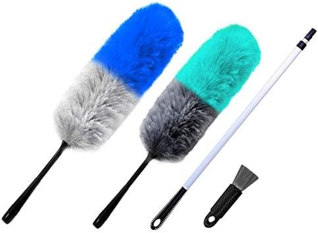 Kleva Miracle Magnetic Duster Trio. Microfiber Duster Set with Extendable Handle. 3-Pack Dusting Brushes for Ceiling Fans, Blinds & High Shelves | Bendable & Washable Dust Remover for Home & Car