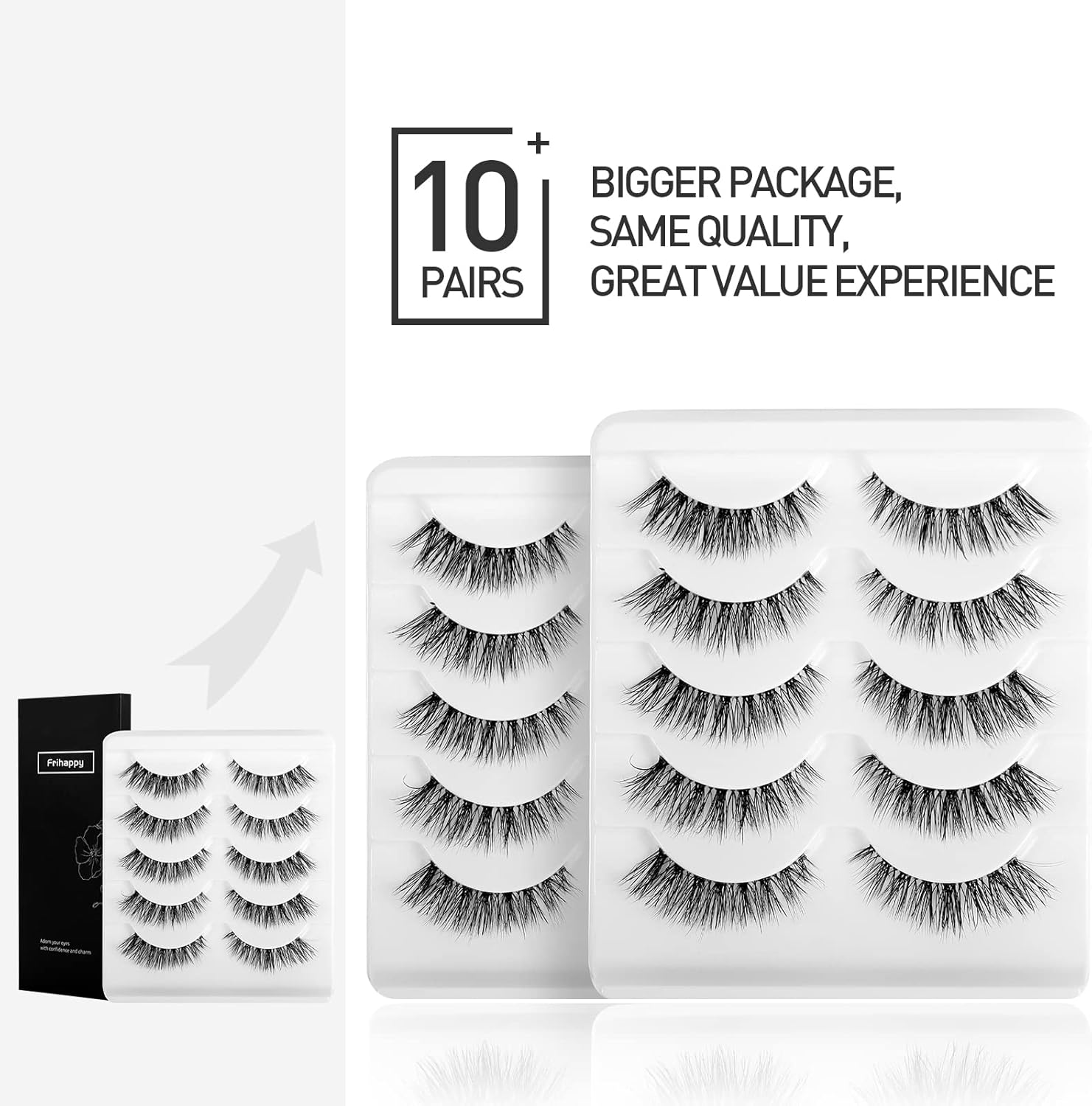 Eyelashes Lashes False Eyelashes Natural Eyelashes Wispy Lashes Mink Lashes False Eyelashes Natural 10 Pairs Frihappy Dw4-Wispy image number 4