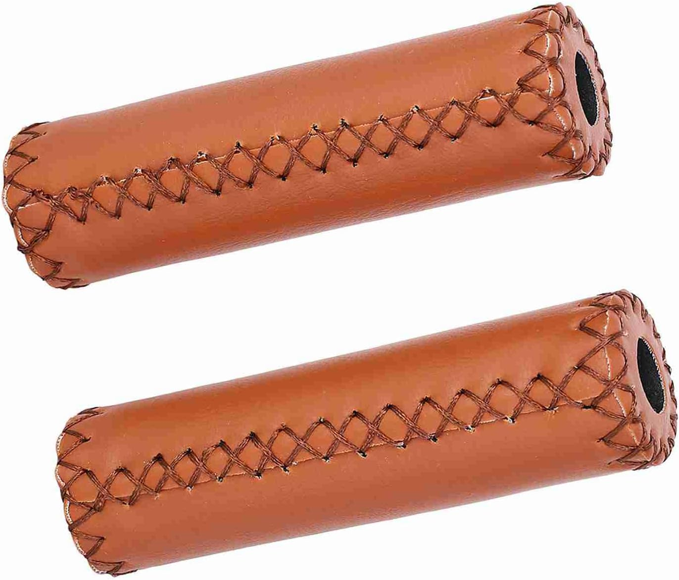 Handlebar Grips Three Color Retro Leather Bike Cover Grip for Uphill Riding - Brown image number 2