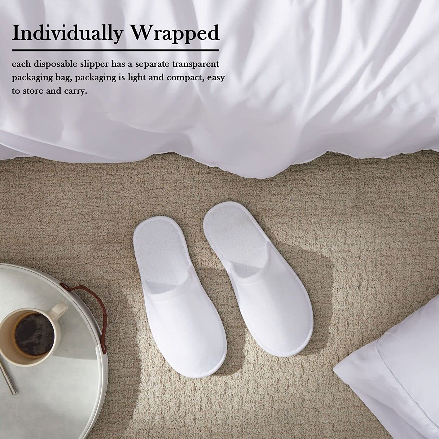 12 Pairs Disposable Spa Slippers Non-Slip Unise for Hotel Home White image number 1