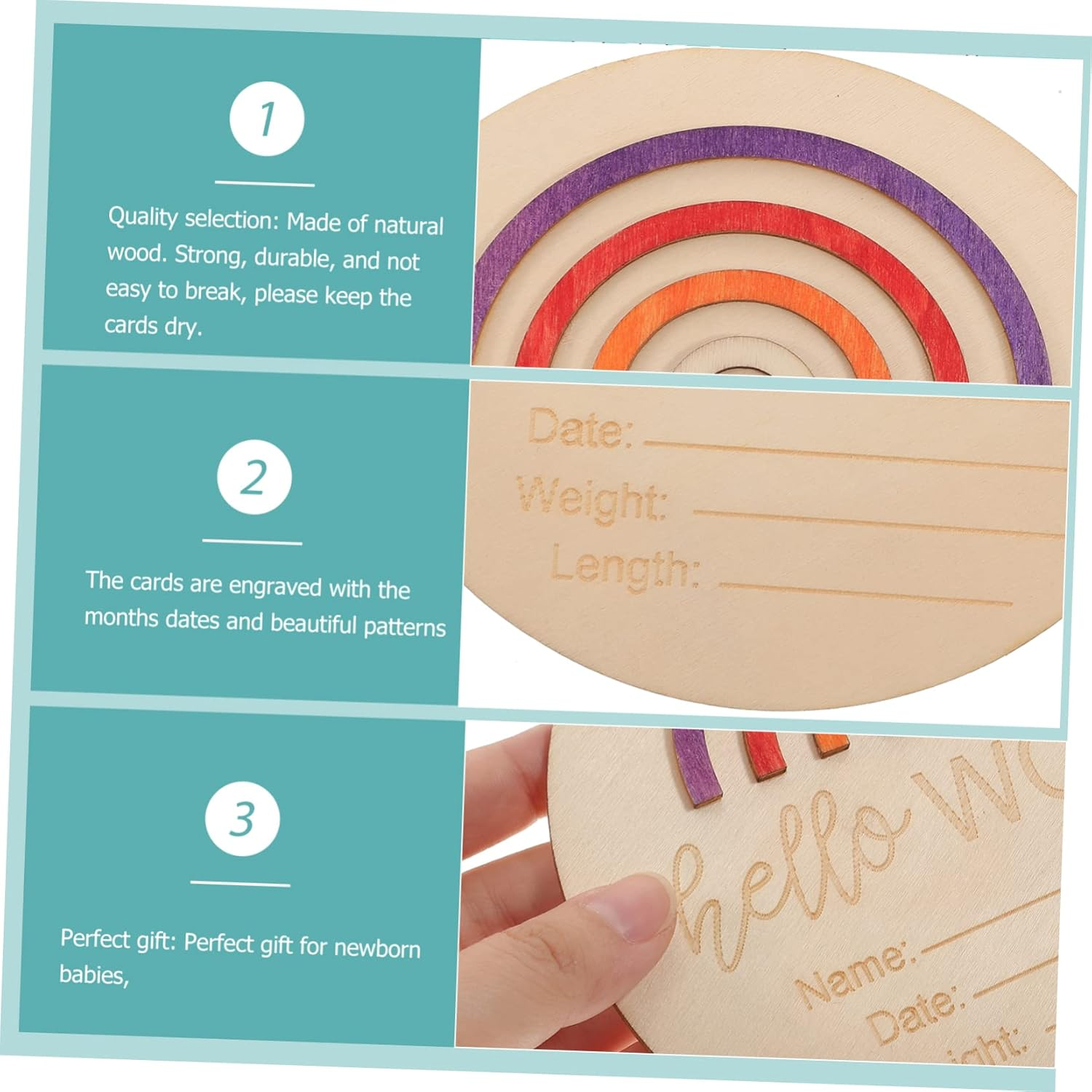 Milestone Sign Wooden Monthly Cards for Newborn Announcement Natural Wood Milestone Discs for Girl Boy Photography Durable Safe Design image number 1