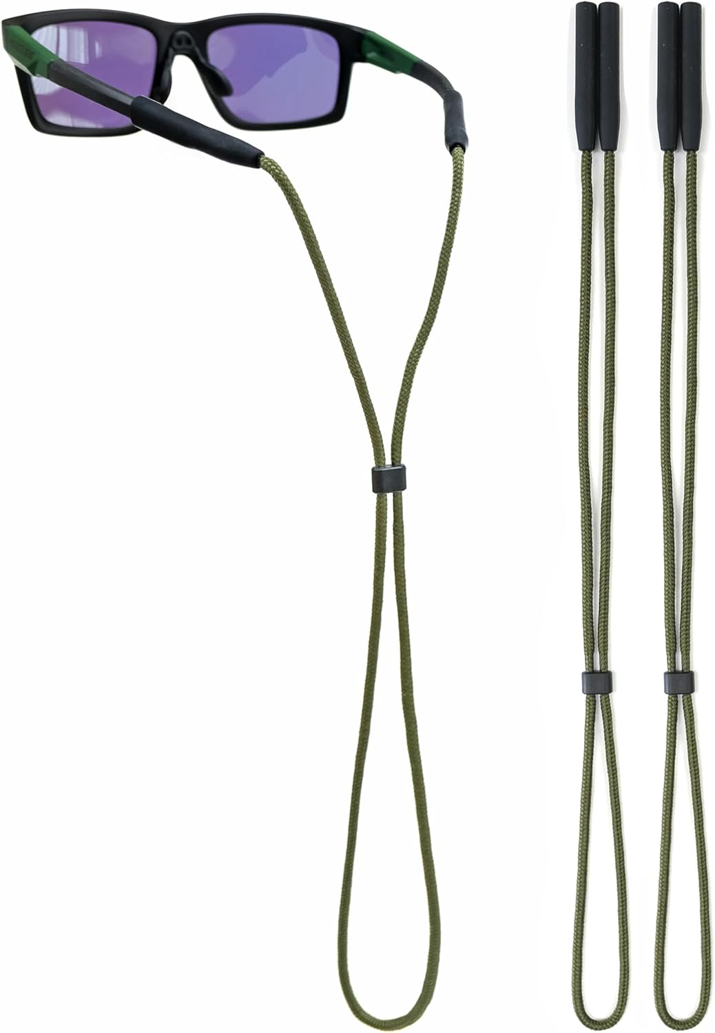 80Days Adjustable Eyeglass Strap: Nylon Retainer for Glasses and Sunglasses with Silicone Grips, Secure Fit - Black-2Pcs image number 2