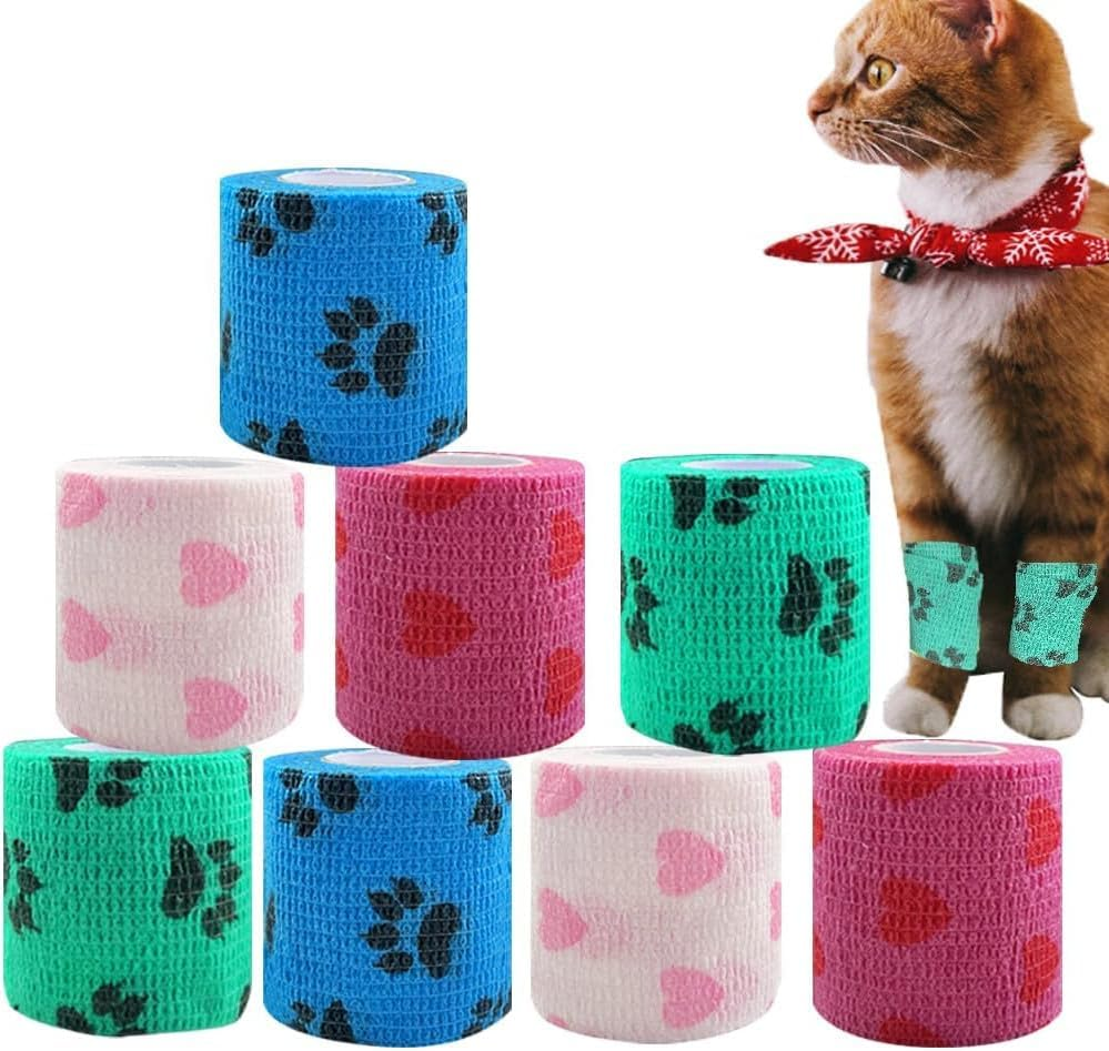 Pet Self Adhesive Bandage Pet Self Adhesive Bandage Wrap, 8 Rolls Self-Adhesive Bandage Dog Vet Wrap,Pet Vet Wrap Tape,Vet Wrap Pet Self Adhesive Bandage Pet Cohesive Bandages Vet Wrap,2.5Cmx 4.5M image number 4