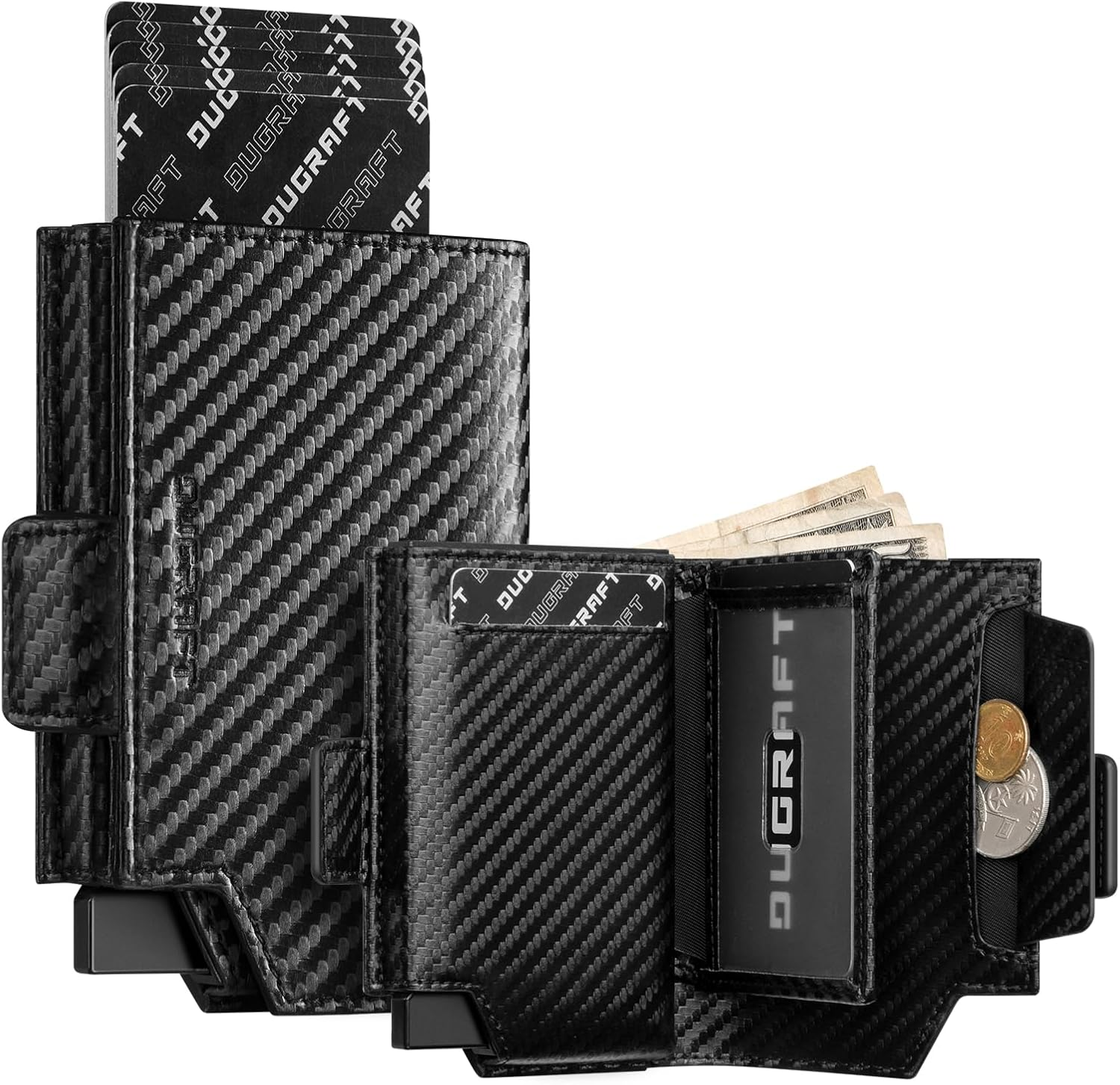 DUGRAFT Card Holder Wallet with Coin Pocket Magnetic Closure RFID Blocking Pop up Cards with ID Window & Money Organizers