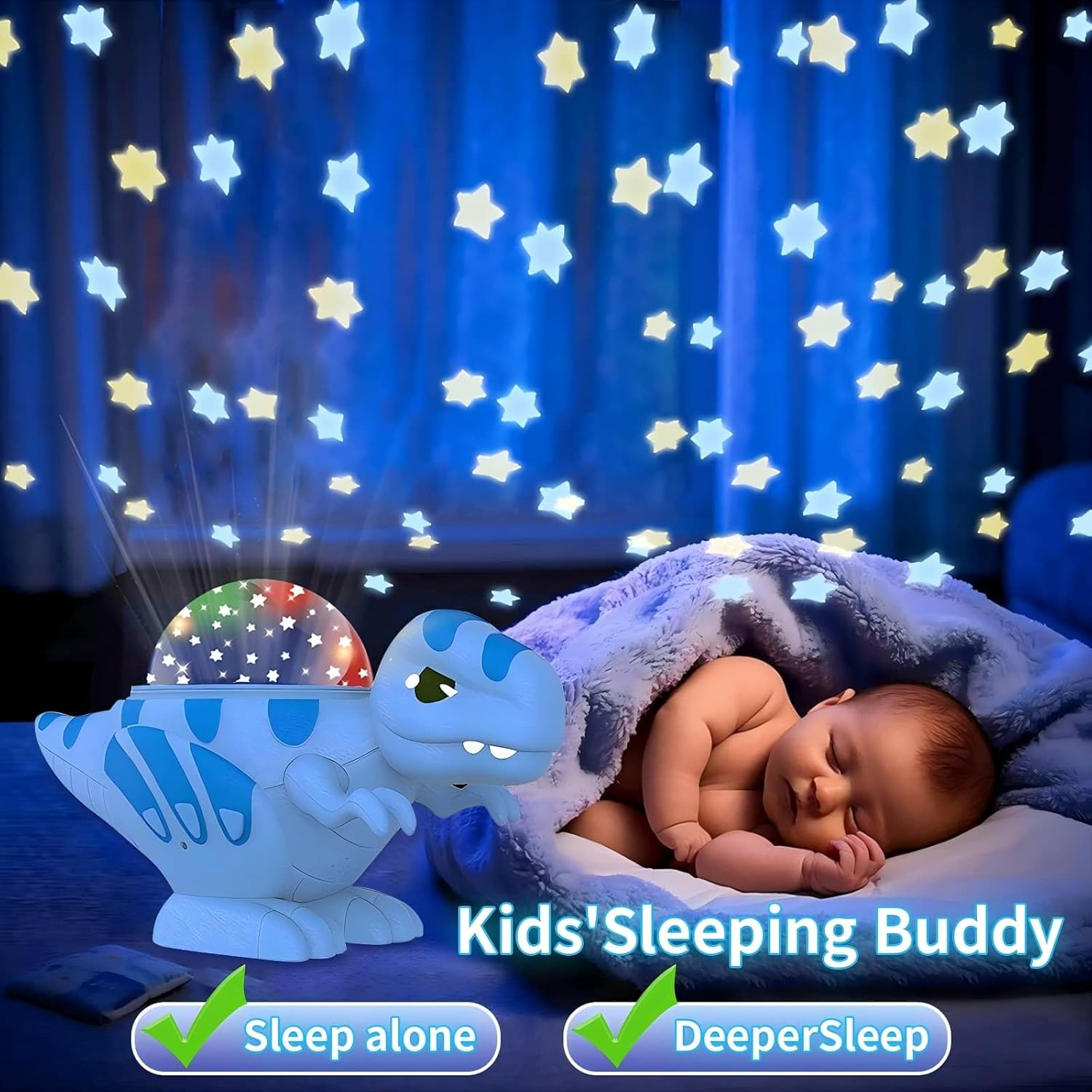 Dinosaur Projector Lamp, Dinosaur Toys, Projector Night Light for Kids Bedroom, Birthday Gifts, Boys' and Girls' Toy Atmosphere Lamp, Chirstmas Stocking Stuffers Gifts for 3-10 Year Olds Kids (Blue) image number 3