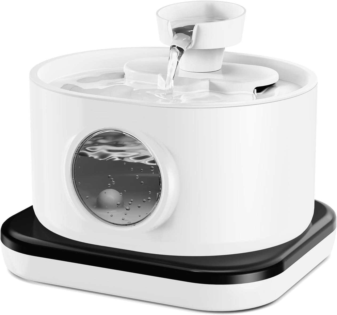 Qinghong Wireless Cat Water Fountain Automatic Battery Operated Pet Water Fountain, 2.8L Rechargeable Cordless Cat Water Dispenser with 2 Flow Modes (White) image number 1