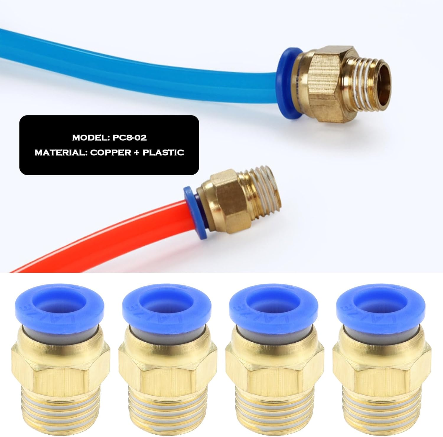 LT Easiyl 10PCS Straight Pneumatic Push-In Fitting 1/4 Inch Male to 8 Mm Tube OD Push to Quick Compressed Air Connection Plug image number 5