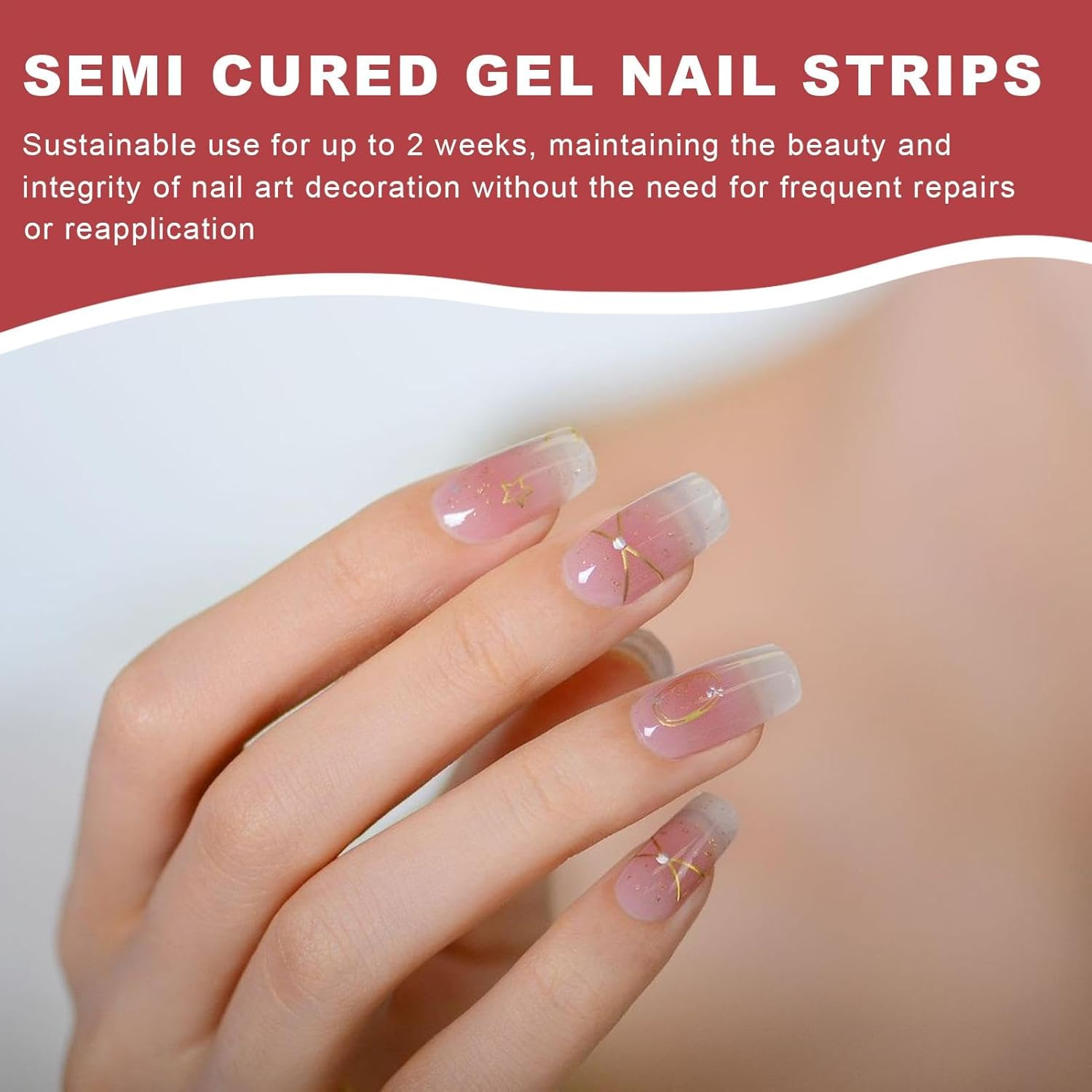 Rissunkv Gels Nails Polish Strips,16X Gradient Strips Adhesive Gel Nail Polish - Long-Lasting Nail Decals Home Salon Nail Crafting Decoration for Gathering, Dating image number 1