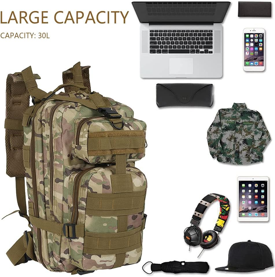 Tactical Military Backpack 30L Outdoor Hiking Backpack, Sport Hiking Trekking Camping Travel Backpack, Combat Rucksack Sturdy Durable for Hiking Cycling 17X 8X 10In image number 6