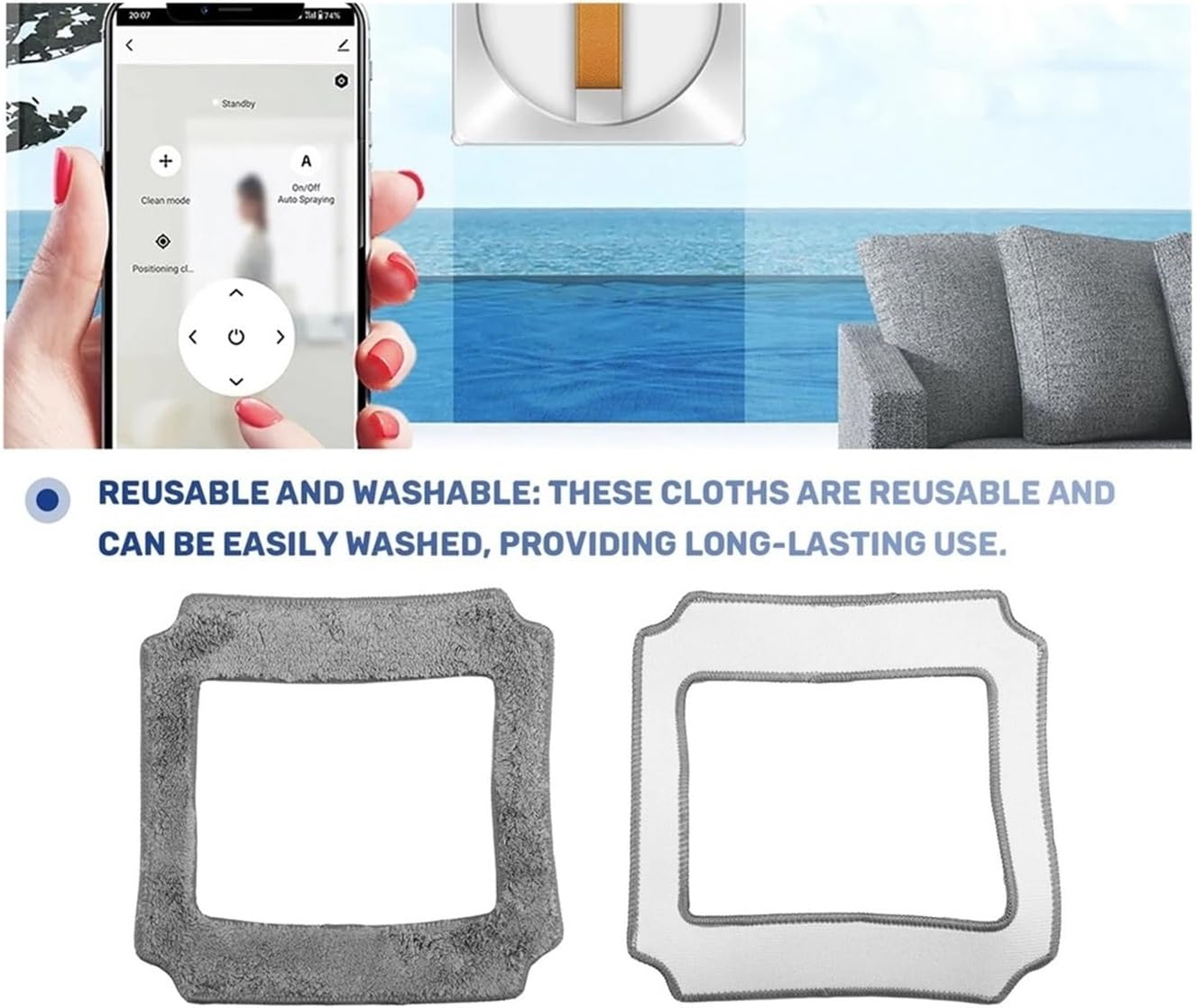 6Pcs Window Cleaning Robot Mop Cloth Cleaning Rag Towel Dust Cloth Cleaning Cloth for Yw710 image number 2