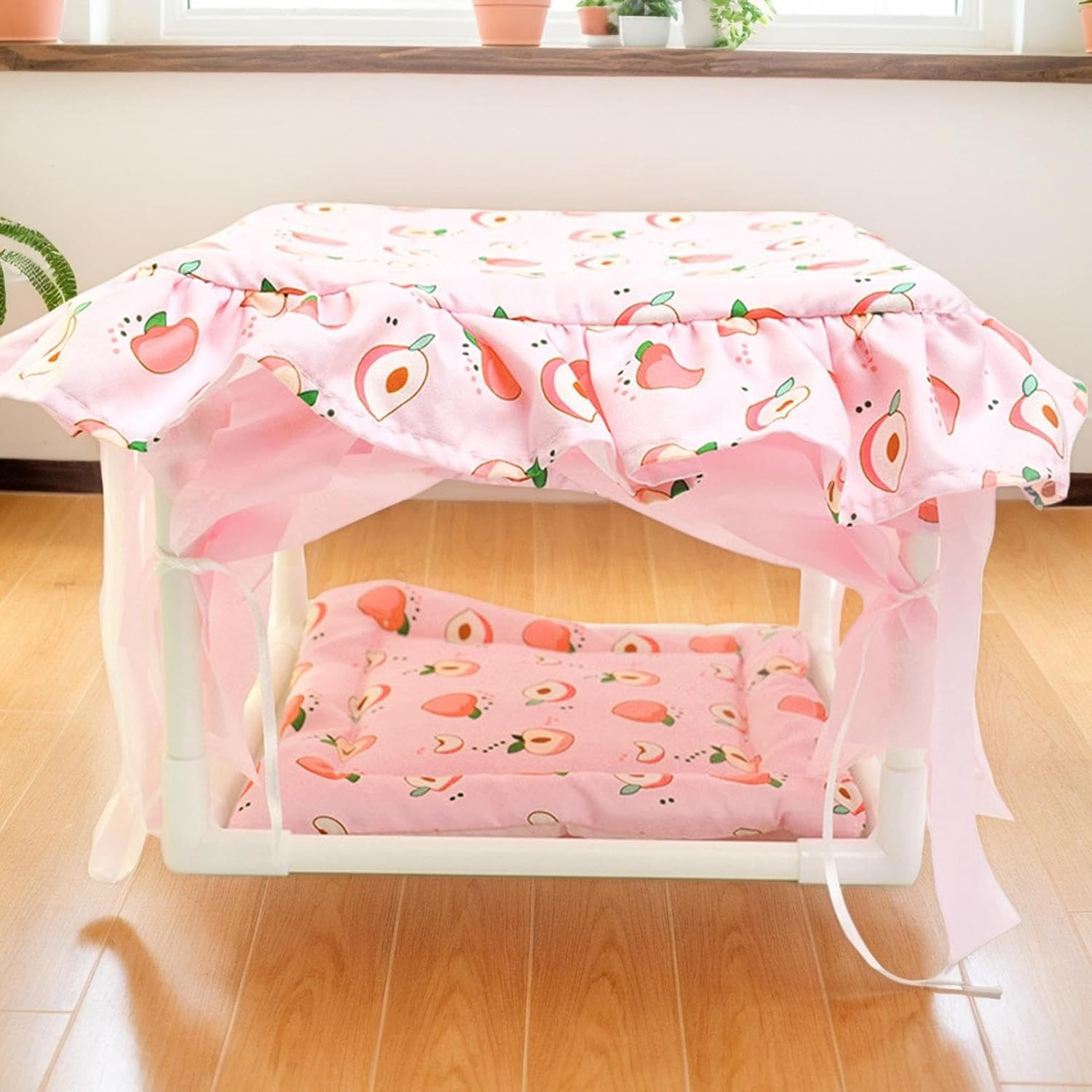 Hamster Hut | Cute Small Animal Habitat Hideaway Hut - Soft Tassel Door Bedding Shelter for Mice Playroom Bunny Chinchilla Gerbil Bedroom image number 6