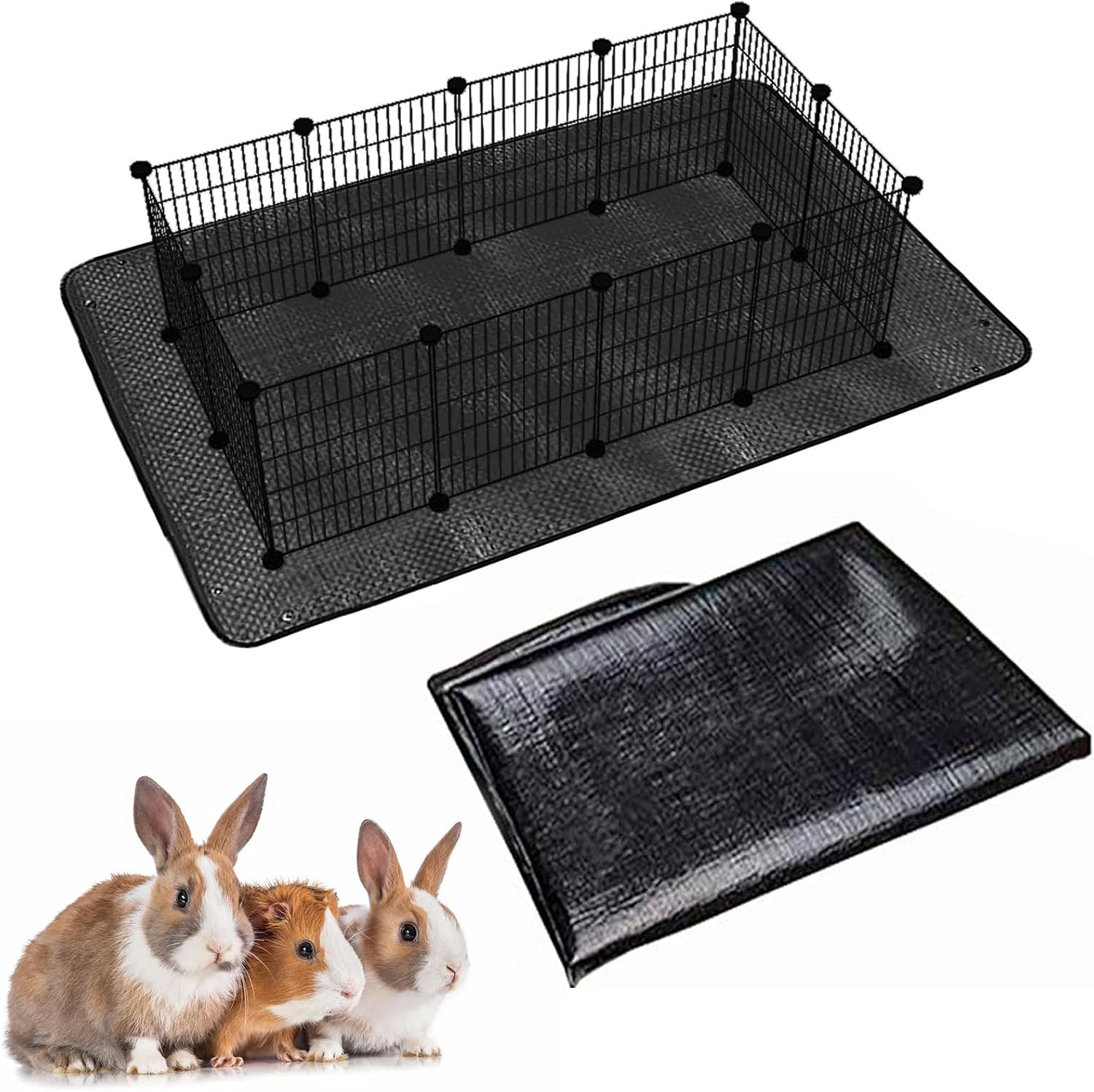Oncpcare Waterproof Pet Playpen Mat 150X100Cm Guinea Pig Cage Liner Tarp Bottom Reusable Base for Rabbits, Bunny, Ferrets and Other Small Animals (Black) image number 1