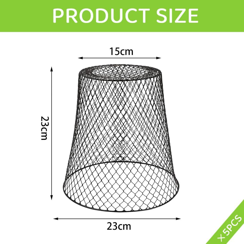 HYAVIA 5 Pack Metal Plant Protectors &ndash; Chicken Wire Cloche Covers for Pots & Gardens, Mesh Barriers to Protect Flowers, Vegetables, and Fruits from Animals (Black)