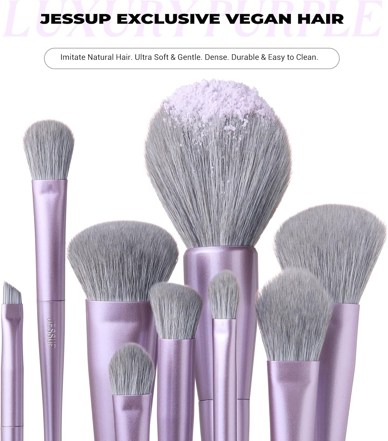 Jessup Makeup Brushes Set Professional 14Pcs Vegan Make up Brushes, Foundation Eyeshadow Concealer Contour Powder Blush Blending Eyeliner Brush, Premium Synthetic Fiber, Luxury Purple T512 image number 1
