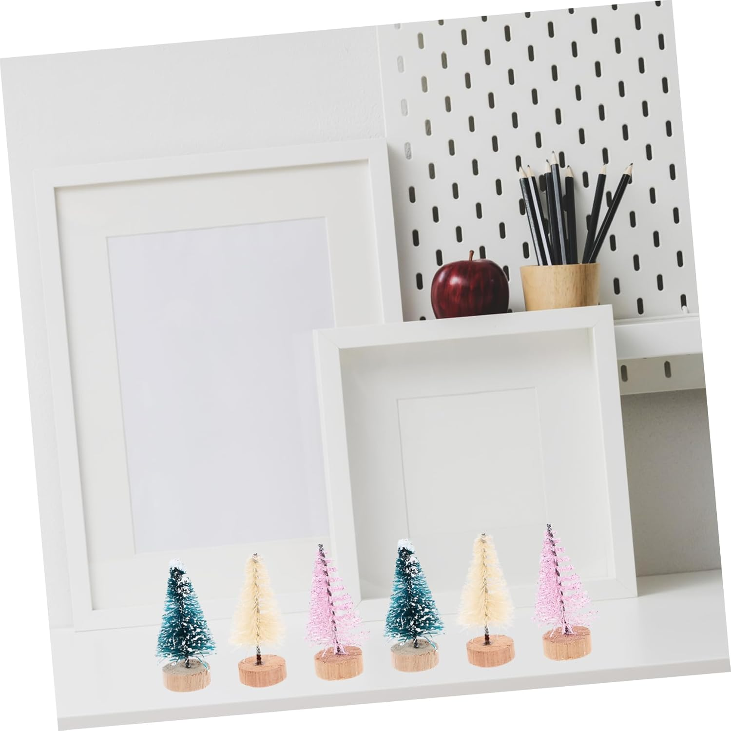 HANABASS 36Pcs Mini Xmas Tree Artificial Trees Wooden Base for Christmas Desktop Decoration Cute Decor for Home Bar Restaurant and Dollhouse Landscape image number 2
