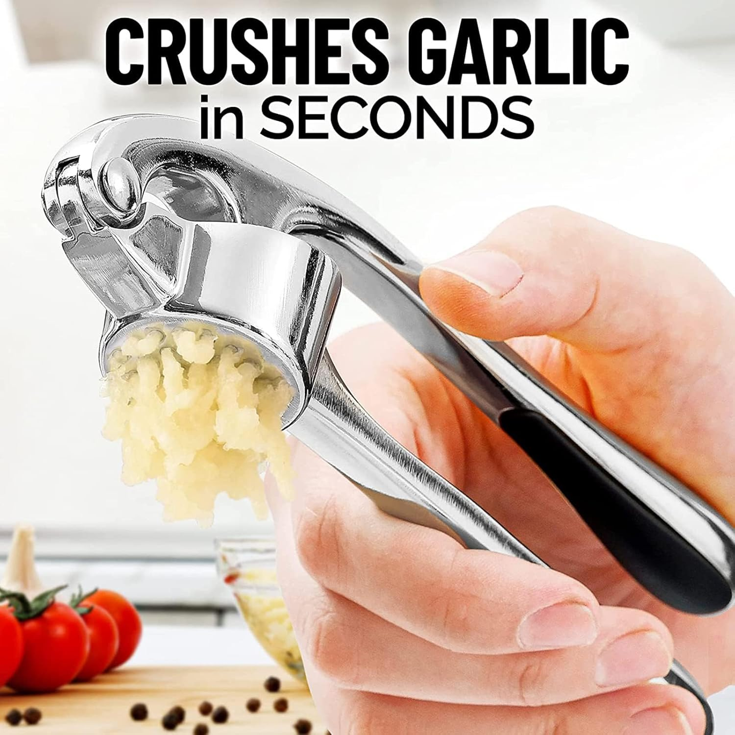 Garlic Press Stainless Steel Dishwasher Safe Garlic Press Garlic Press Crusher Test Winner - Easy to Clean Garlic Presses, Kitchen Aid with Garlic Peeler and Brush image number 1