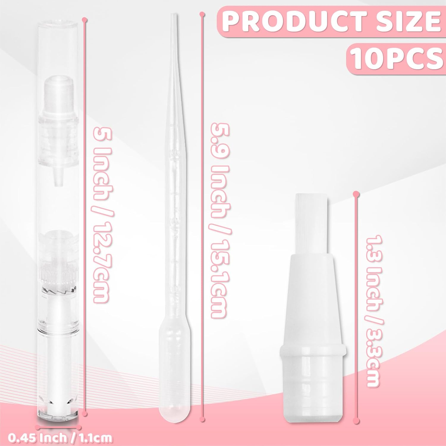 Koceci 10 Pack 3Ml Nail Oil Pen Refillable Transparent Twist Pens, Cuticle Oil Brush for Nails, Empty Nail Oil Pen with Brush Tip, Cuticle Oil Container (10) image number 2