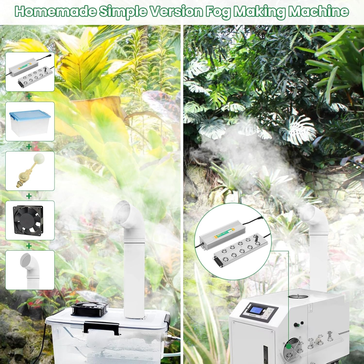 Ultrasonic Mist Maker 10 Head,Add Replacement Atomizer Heads,350W Power Water Proof Ultrasonic Mister,Ultrasonic Fog Humidifier with Float,For Vegetable Preservation,Landscape, Halloween,Etc image number 3