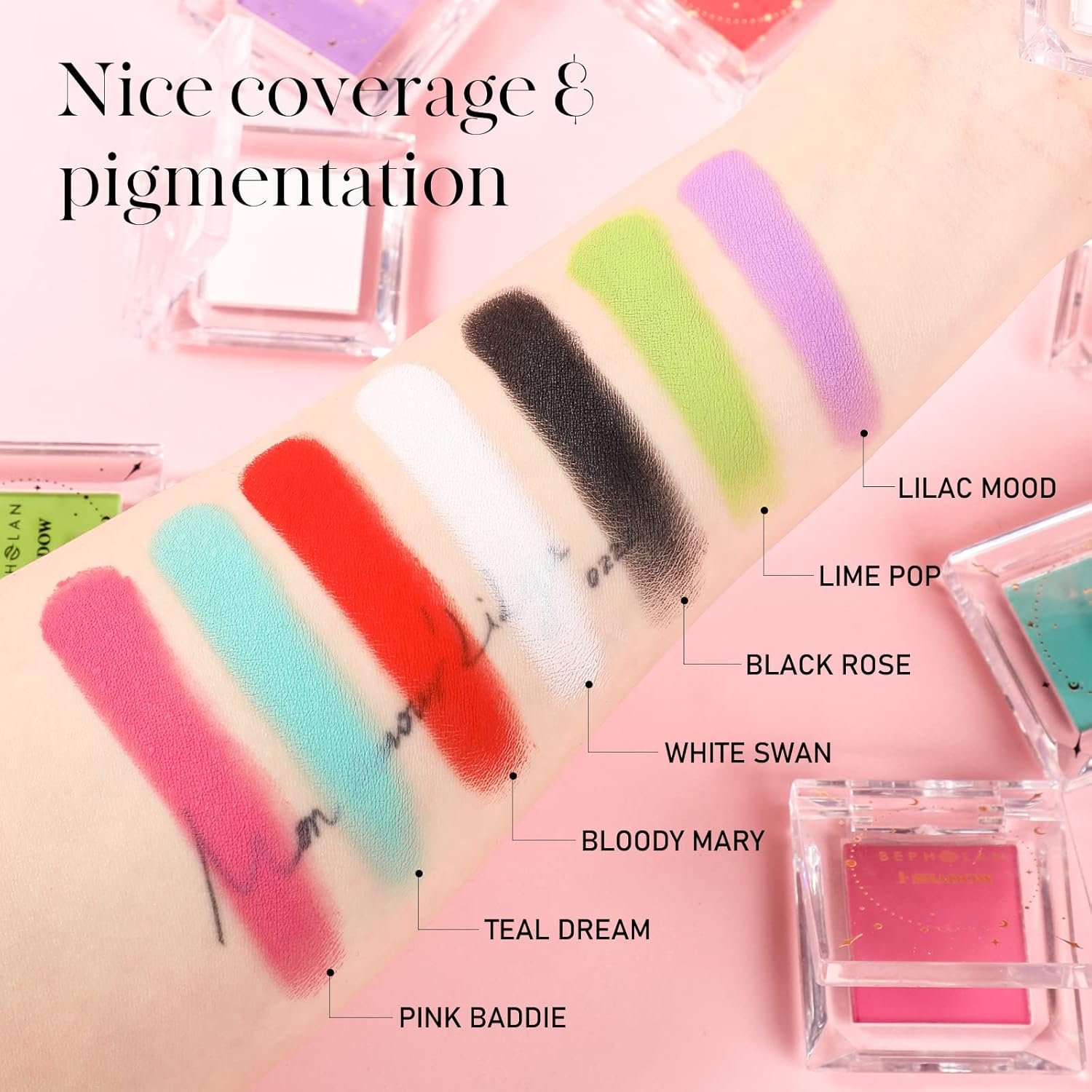 BEPHOLAN 2 PCS Single Matte Black White Eyeshadow Palette,Eyeliner Powder Goth Makeup Eyeshadow,Gothic Vampire Makeup Kit - Blackwhite image number 6