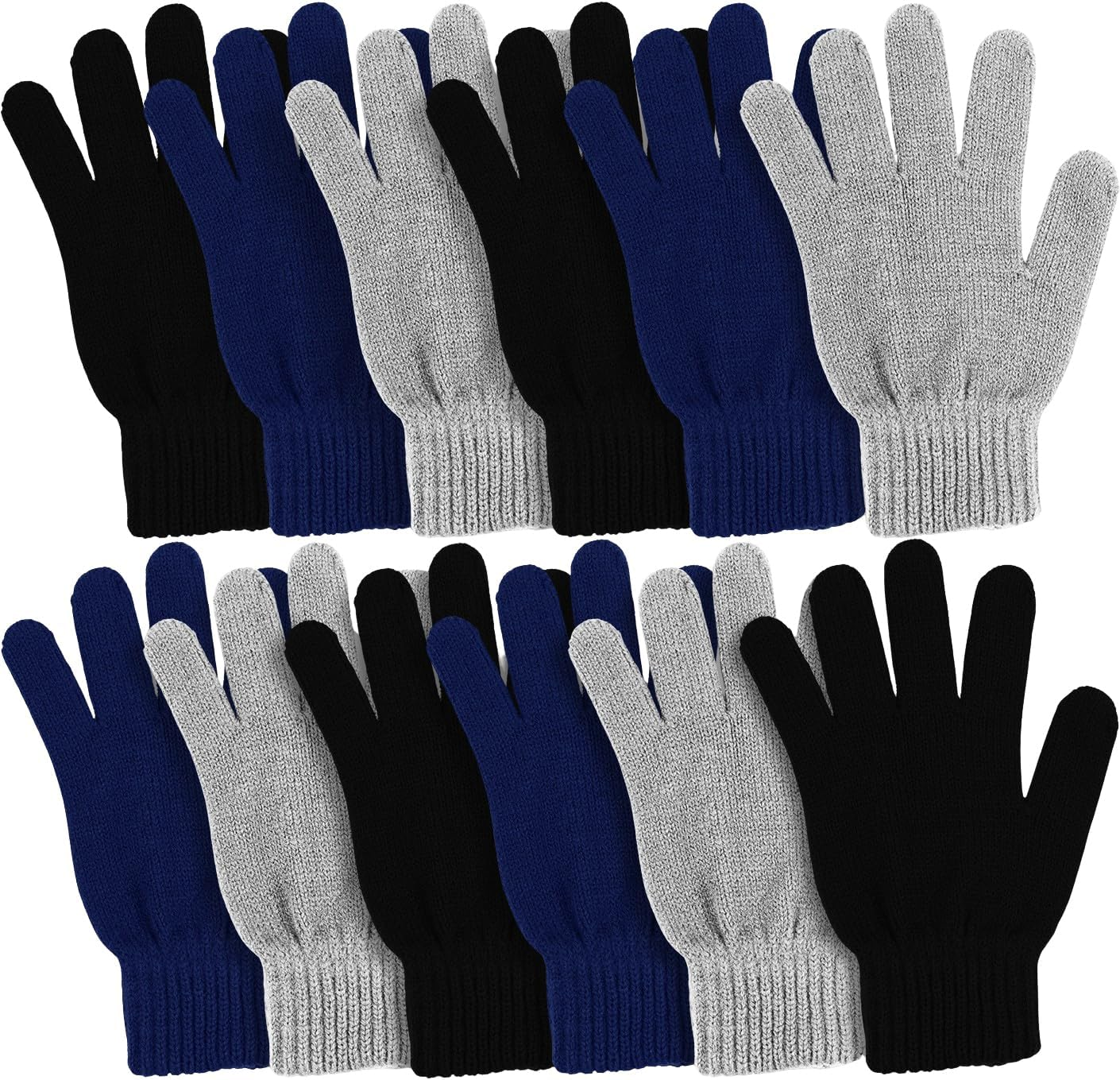 Winter Magic Gloves, 12 Pairs Stretchy Warm Knit Bulk Pack Mens Womens, Wholesale image number 4
