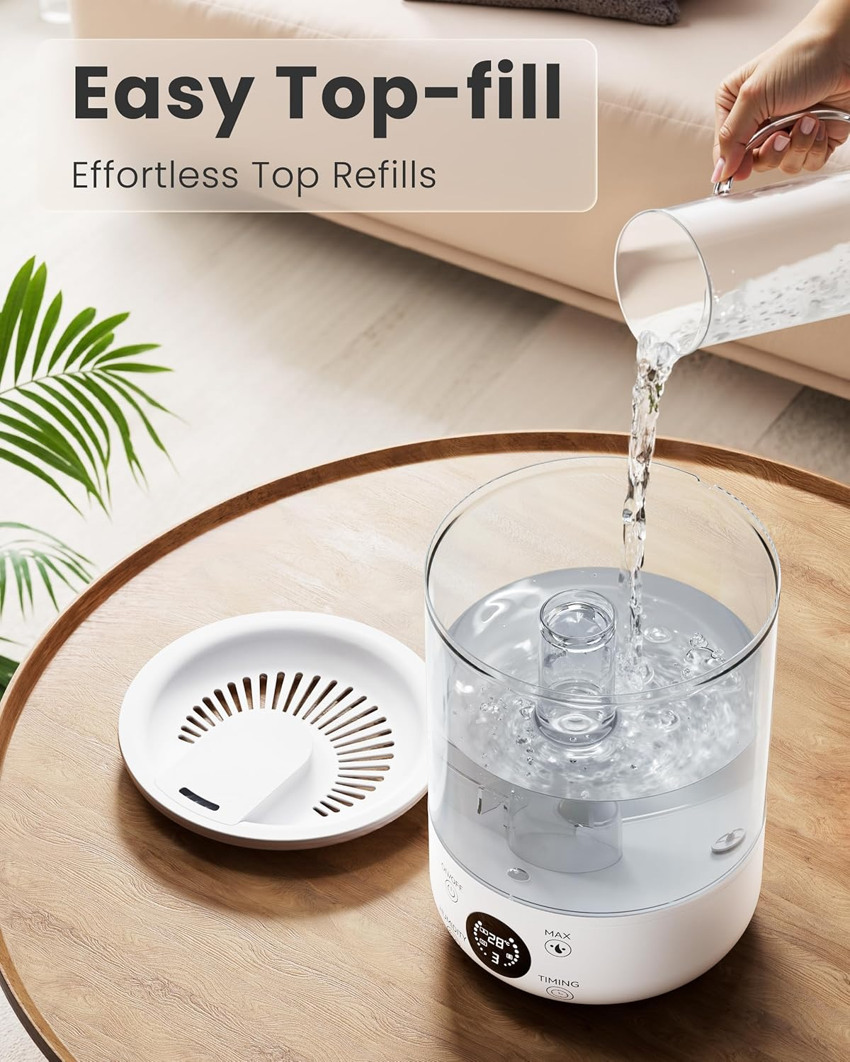 STORM HERO Air Humidifier for Bedroom - 4L Top Fill Humidifiers Cool Mist with 360&deg; Nozzles, Auto Shut off Humidify for Large Room, Plants, Baby Nursery, Indoor, Night Light, Easy to Clean image number 3