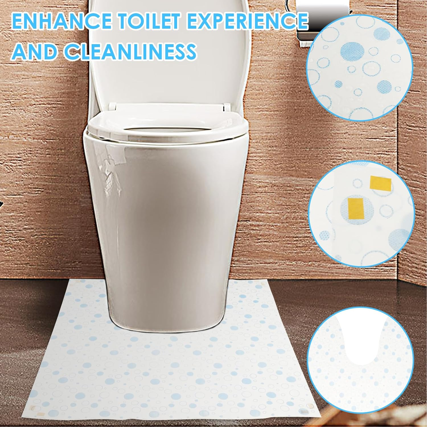 50Pcs Disposable Toilet Mats, Non Woven Fabric Toilet, Absorbent Floor Protector from Urine Disposable Floor Mat U-Shape Training Mats Commode Mats for Children Adults image number 5