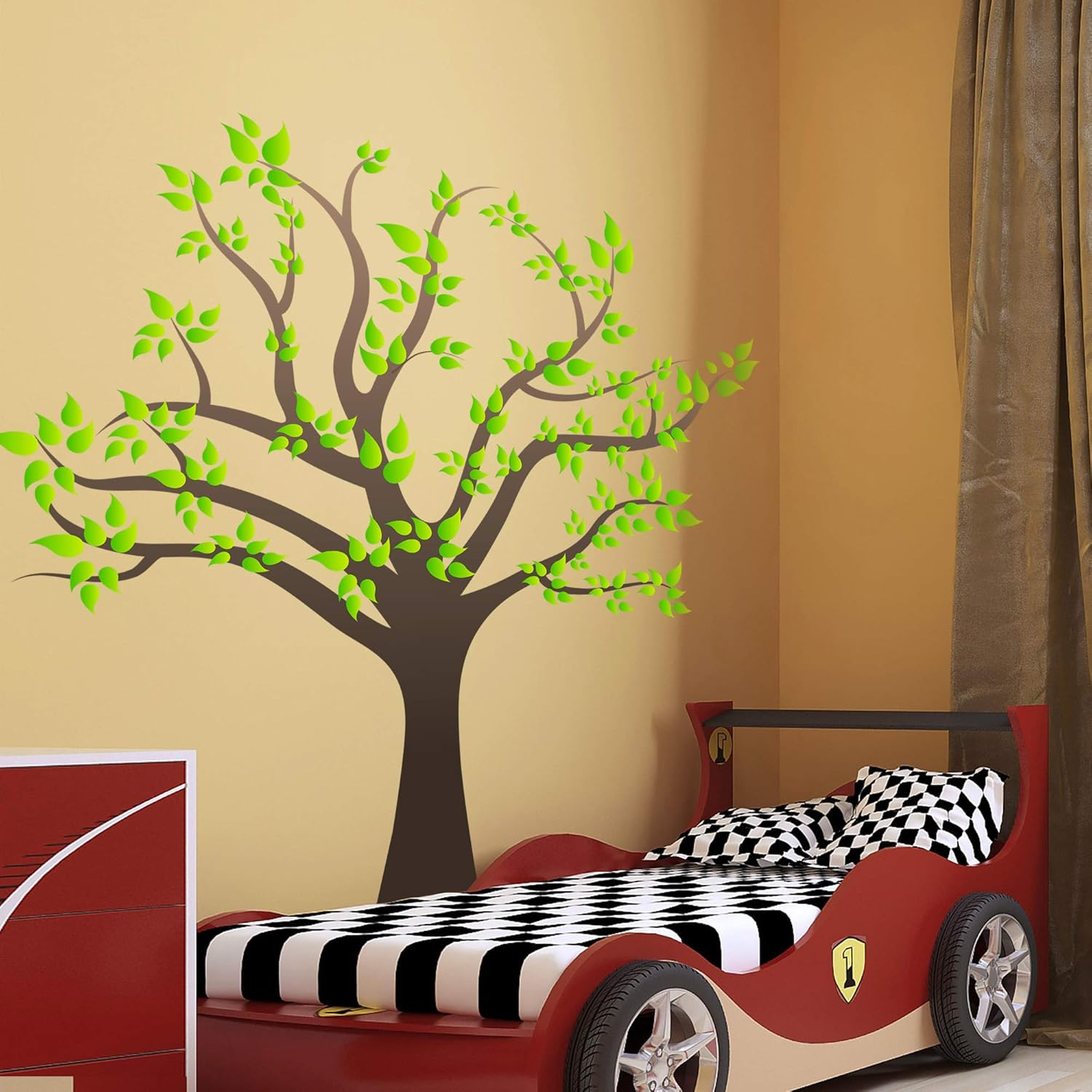 RW-1080 3D Green Tree Wall Stickers Family Photo Tree Wall Decal Removable Peel and Stick DIY Art Wallpaper for Kids Girls Babys Bedroom Bathroom Living Room Nursery Offices image number 5