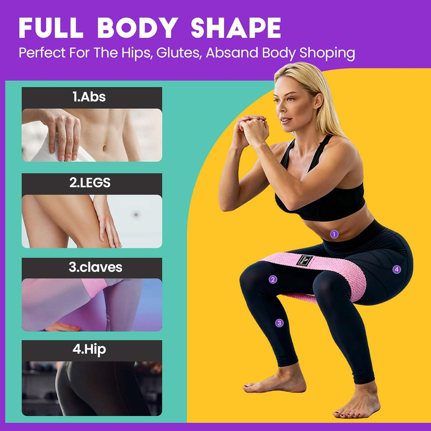 3PCS Non-Slip Resistance Bands Set - Fabric Booty Bands for Exercise & Fitness - Durable Hip and Squat Bands with Varying Resistance Levels for Strength Training image number 3