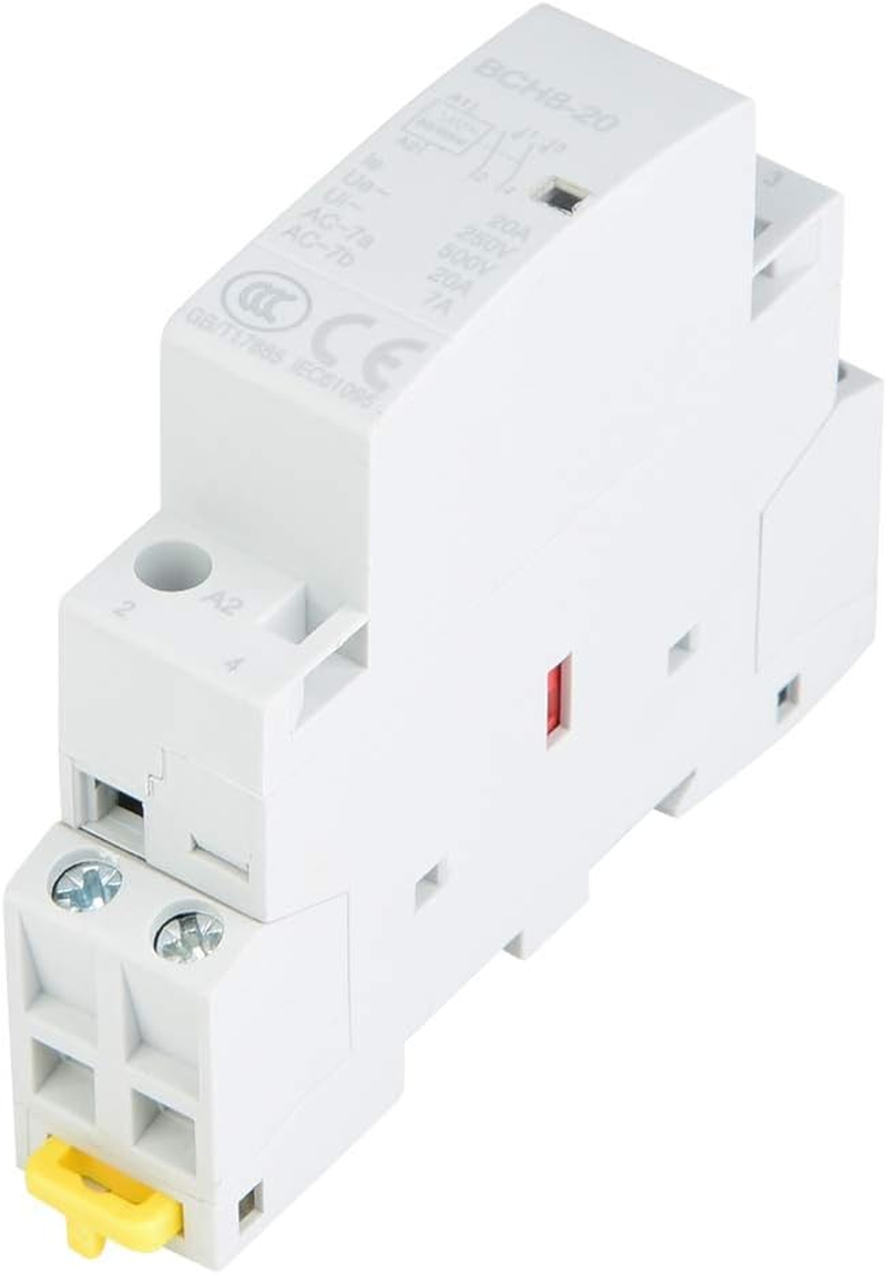 2P 20A 24V AC Contactor, Quiet Operation with DIN Rail Mount, 2P 20A 24VAC Coil Electrical Contactor (24V)