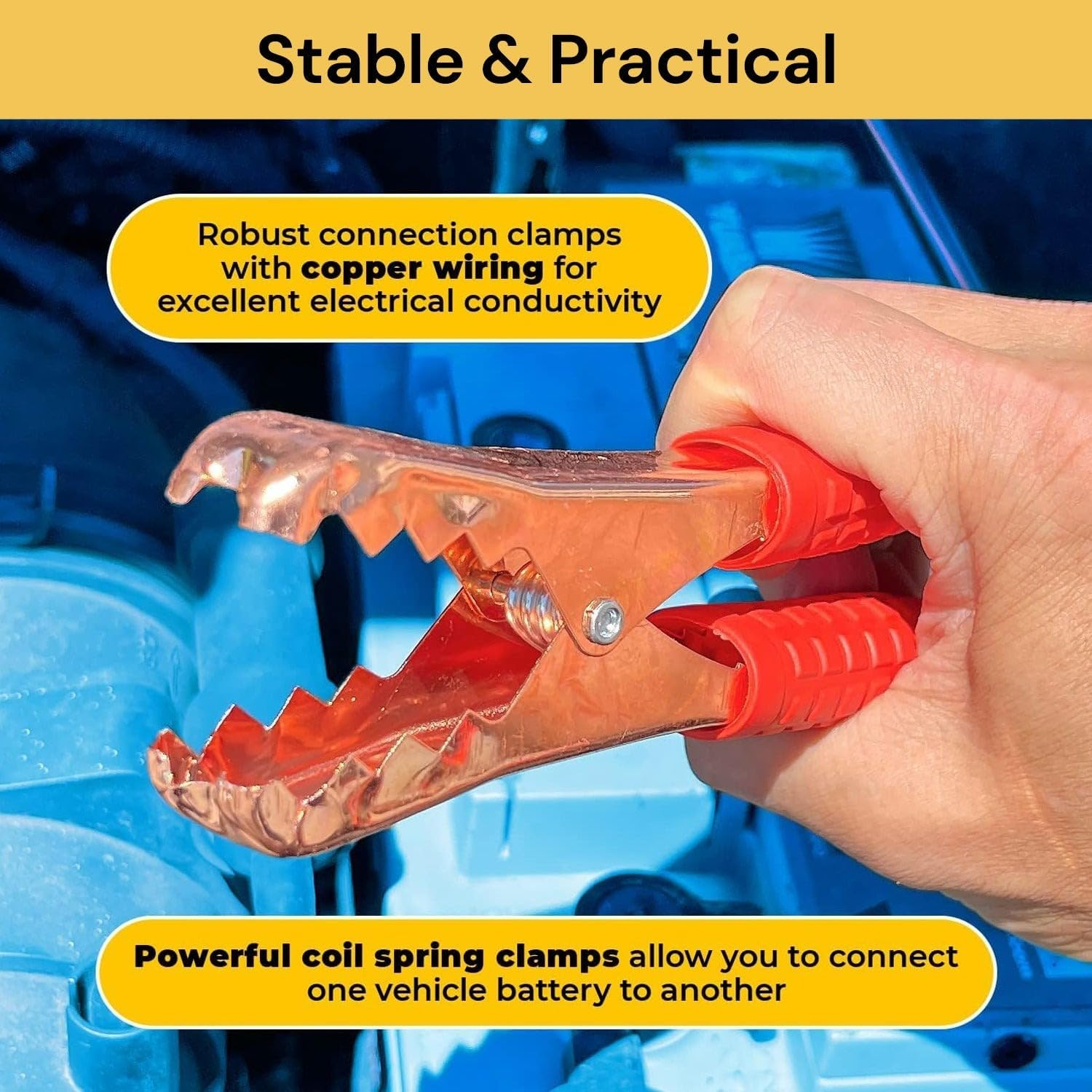 EZONEDEAL 500A Car Heavy Duty Jumper Booster Cable, Clamp to Start Dead Battery, Booster Cable for Truck Anti-Frozon Heat Insulation Jump Leads Size 6Ft image number 6