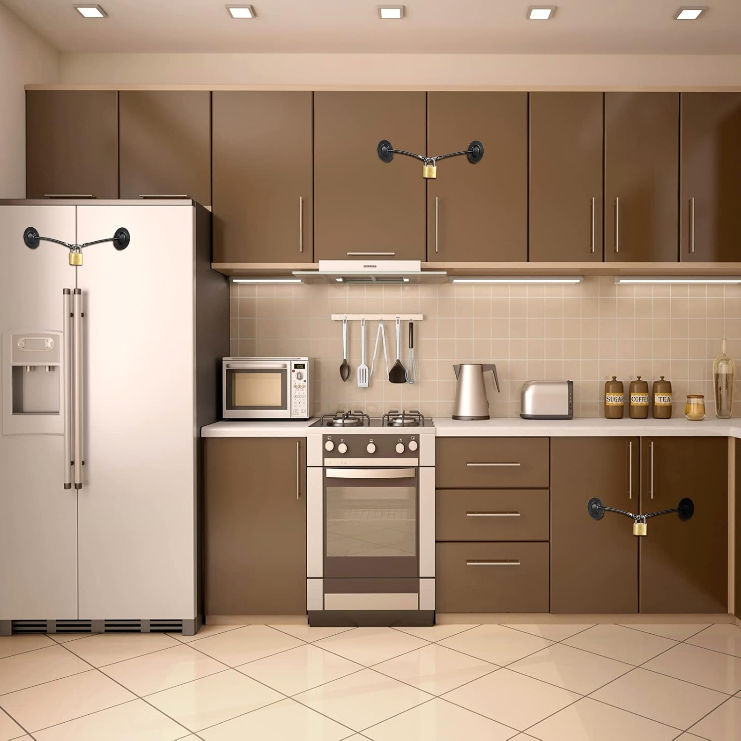 Hotop 4 Pack Fridge Lock Refrigerator Locks with Keys Freezer Lock Cabinet Chest Door Child Safety Lock for Adults Baby Proofing image number 4