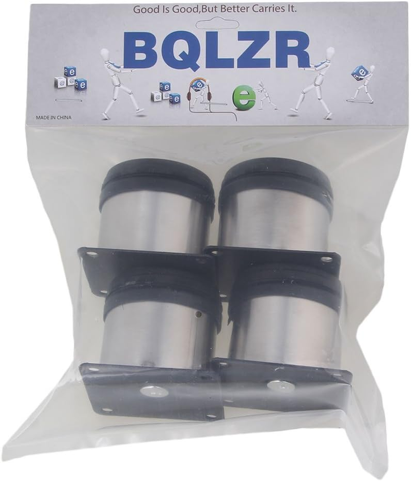 BQLZR Furniture Cabinet Metal Legs Adjustable Stainless Steel Kitchen Feet round Black and Silver 50 X 50Mm Pack of 4 image number 3