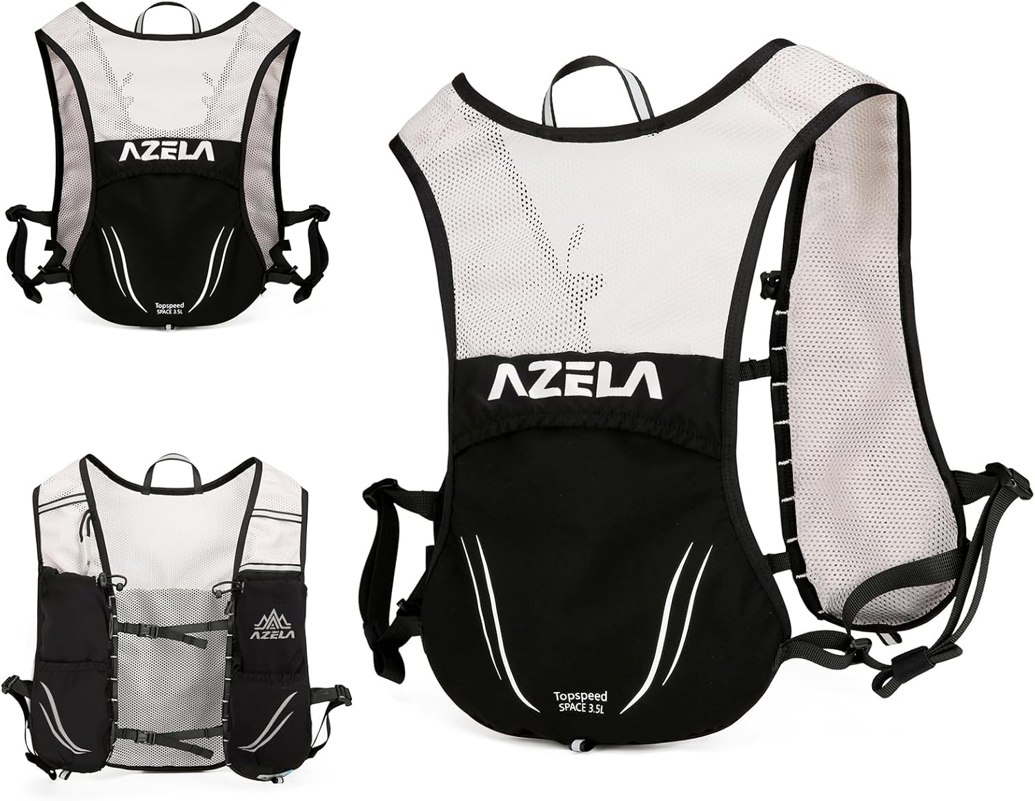 Running Vest Backpack, Lightweight Breathable Hydration Vest with Reflective Strips, Multi-Functional Adjustable Running Vests Womens Men for Outdoor Hiking Cycling