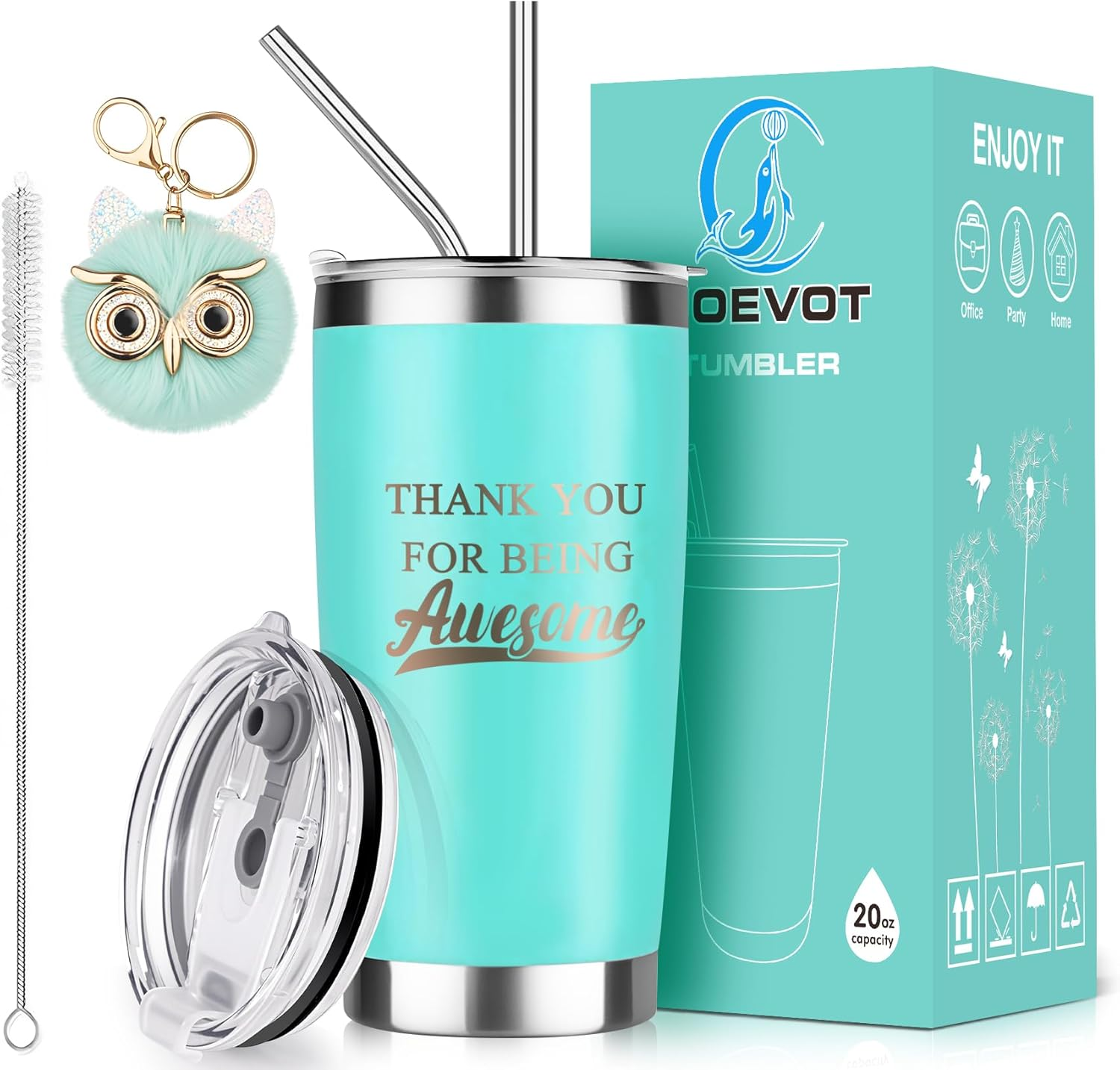 Women Thank You Gifts, Female Friends Appreciation Gift, Coworkers Colleagues Employee Manager Boss Lady Teacher Office Gifts, Leakproof Steel Insulated Tumbler with Lid and Straw | 20Oz (Pink)