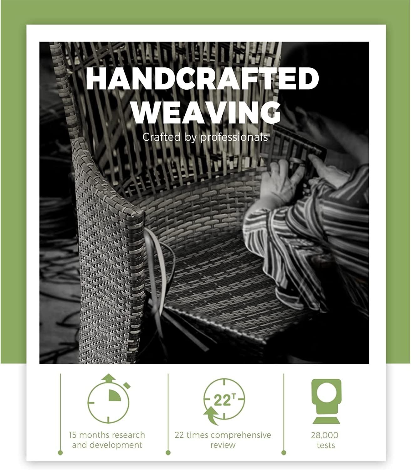 Livsip 3Pcs Outdoor Furniture Table and Chairs with Pillow Grey - Busttro-3Pcs-Black image number 5