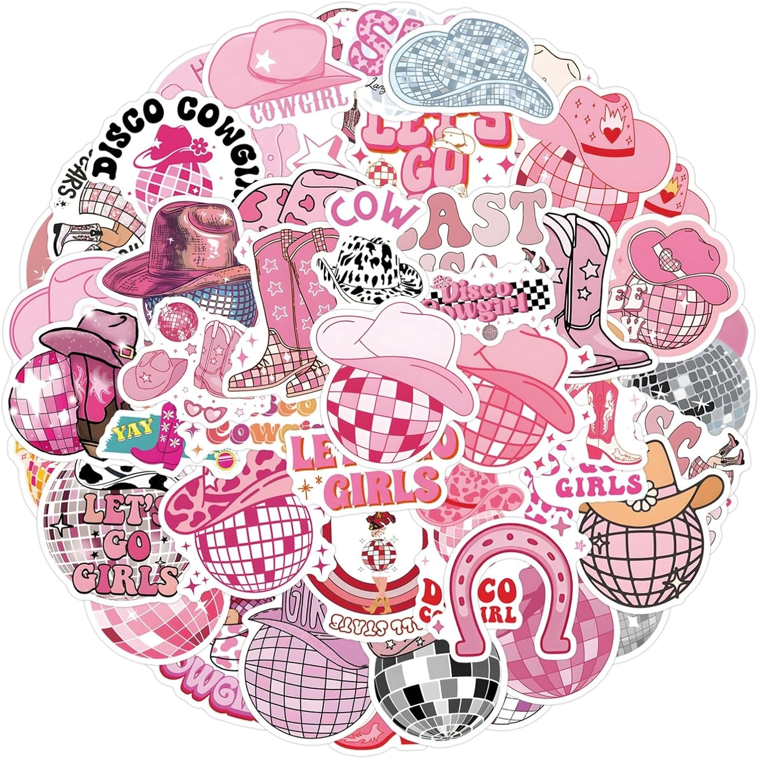 50 Pieces Disco Ball Stickers for Water Bottle|Vinyl Waterproof Decals for Laptop Skateboard Phone Car Decals for Teens Adults for Party Favors Supplies Decor (Disco Ball Stickers) image number 3