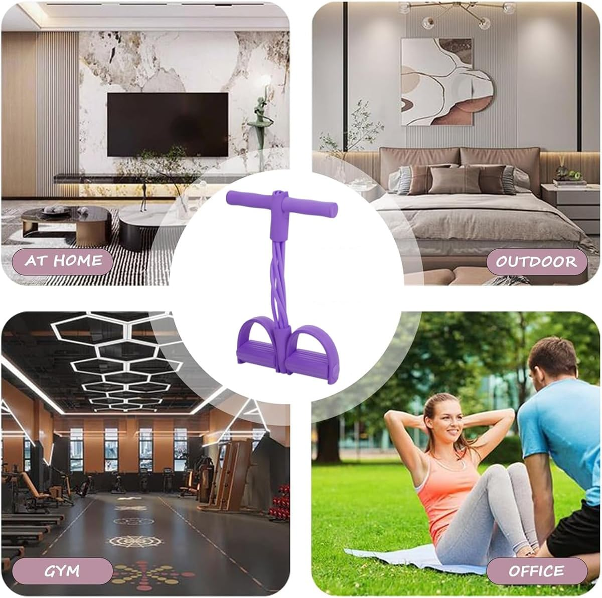 6-Tube Pedal Resistance Band, Premium Elastic Tension Rope for Full Body Workout, Natural Latex Fitness Bands for Strength Training,Yoga Stretching Slimming Training, Home Gym Exercise Equipment