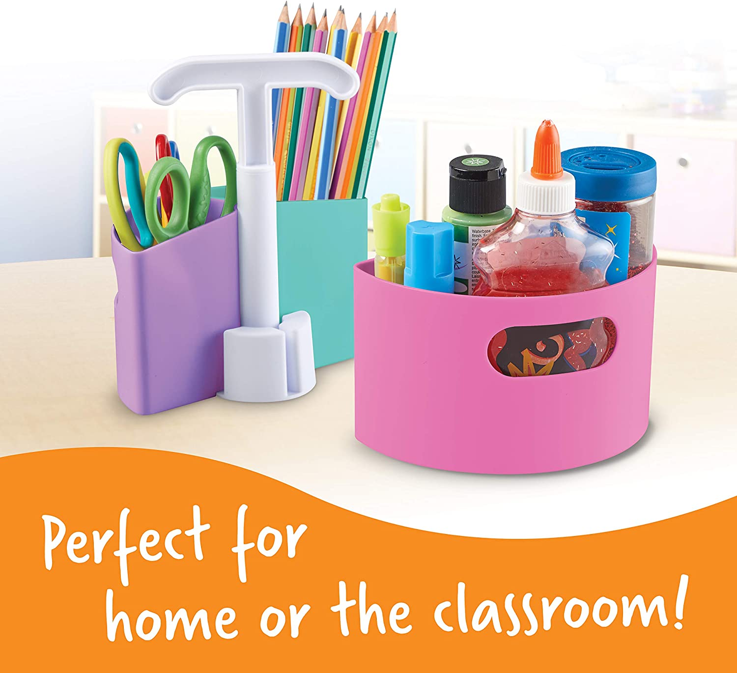 Learning Resources Create-A-Space Storage Mini Center - Pastel, Classroom Craft Keeper, Maker Space, Small Space Storage, Teacher Organizer, Home School Accessories, 4 Piece Set image number 4