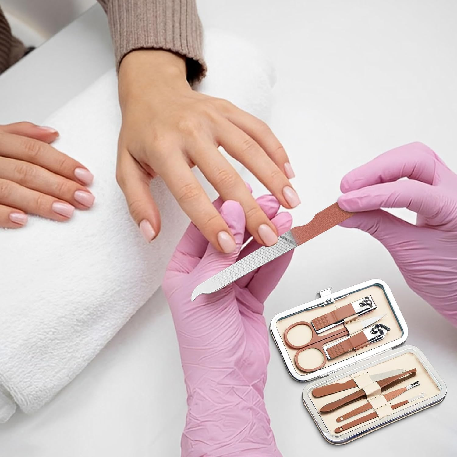 Manicure Set Bulk, Nail Clippers Kit Stainless Steel Fingernail Clippers Set, Sturdy Nail Tip Cutter Trimmers Professional Grooming Toenail Clippers Personal Pedicure Kits 8 in 1 (Green 12 Pack) image number 3