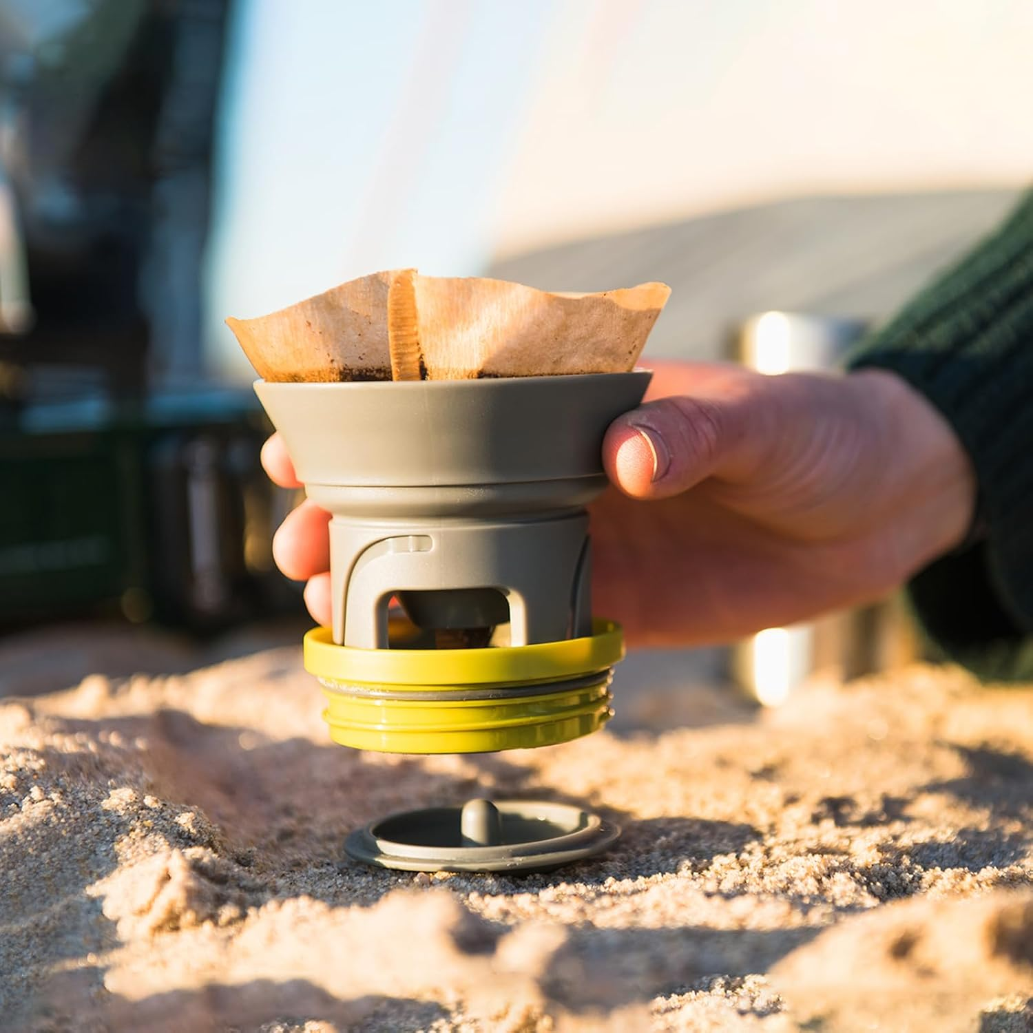 WACACO Cuppamoka Coffee Pot, Portable Drip Coffee Maker, Filter American Coffee Machine with 10 Cone Paper Filters, Manually Operated, Stainless Steel Coffee Brewer, 10 Fl Oz image number 4