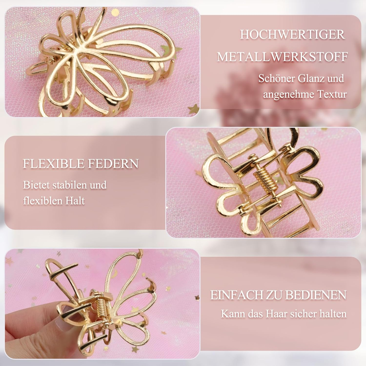 ZOCONE Pack of 12 Hair Clips Small Gold Hair Clips Women'S Metal Hair Clips Small Hair Clips for Thin Hair Elegant Claw Clips for Small to Medium Hair Buns