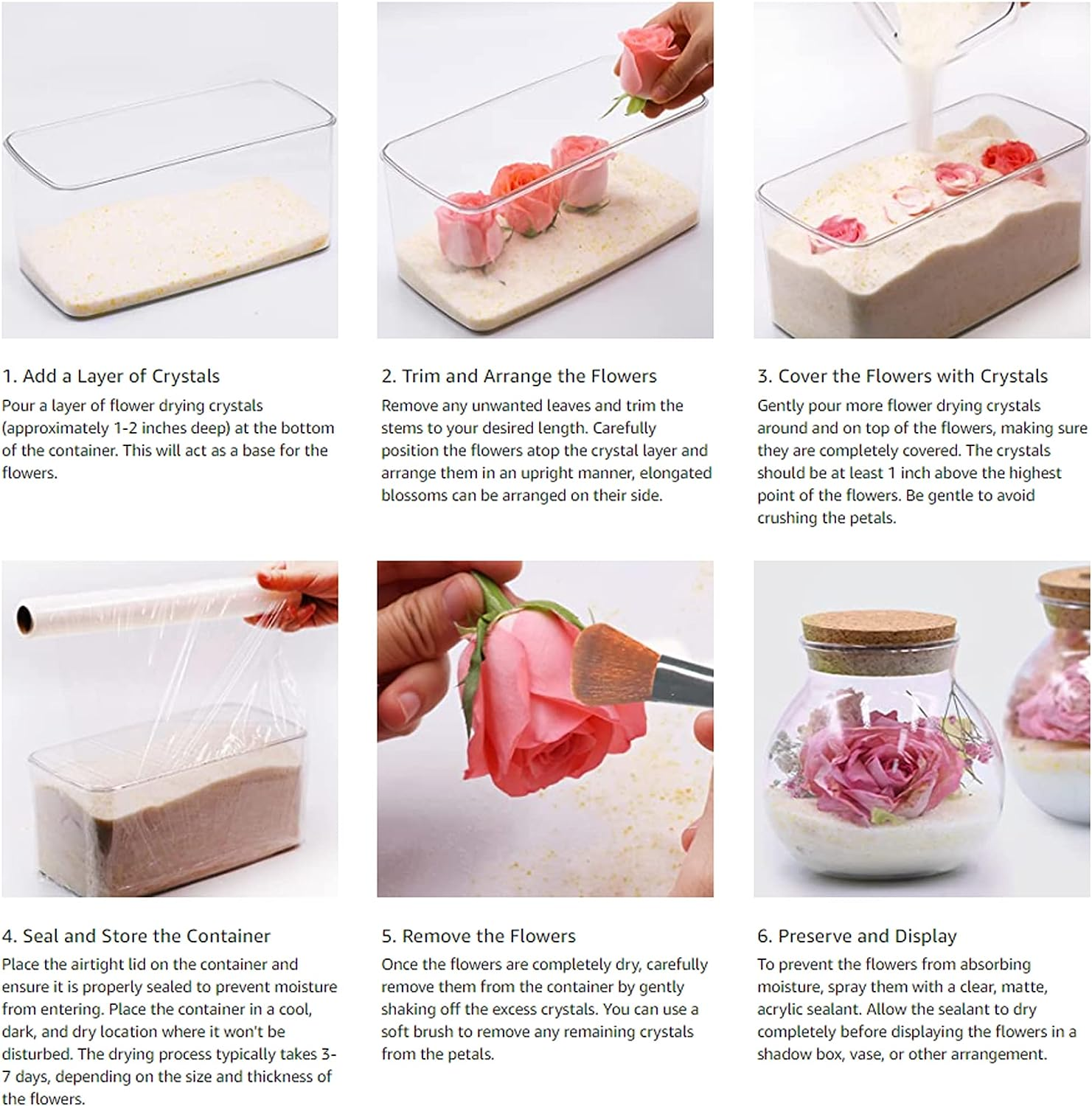 Wisesorb (NET 12 LBS) Silica Gel Flower Drying, Silica Gel Flower Drying Crystals, Color Indicating Flower Drying Silica, Reusable Silica Gel for Drying Flowers image number 4